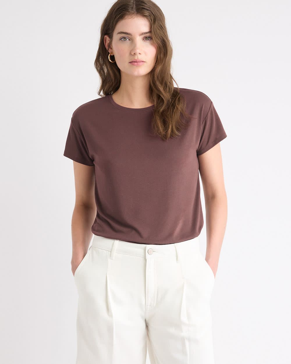 Silk-Blend Boxy Knit Top rw&co On Sale