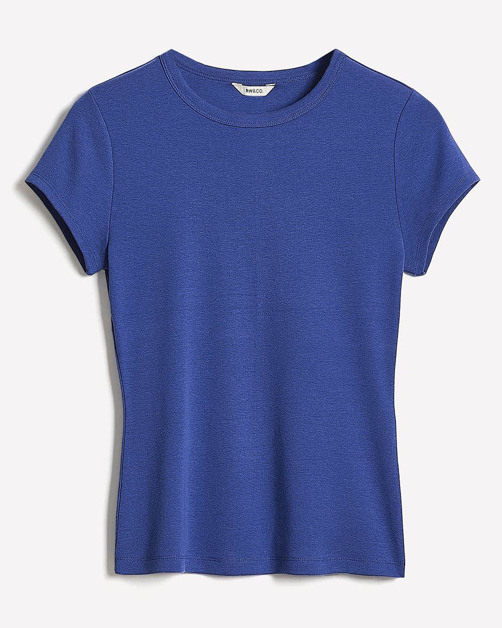 Short-Sleeve Crew-Neck Ribbed Tee rw&co On Sale