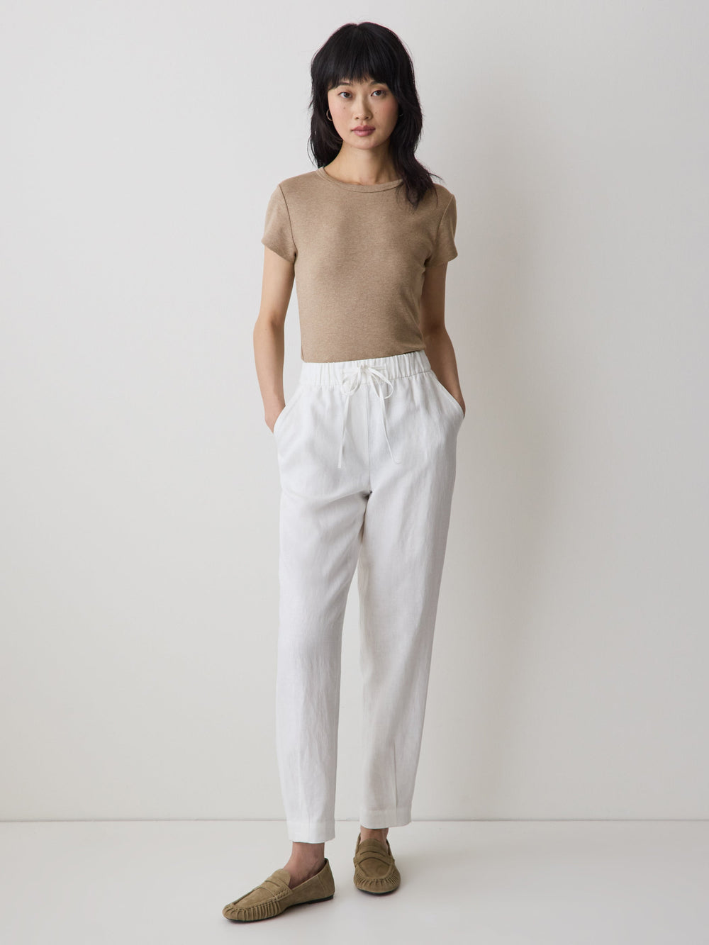 Short-Sleeve Crew-Neck Ribbed Tee rw&co On Sale