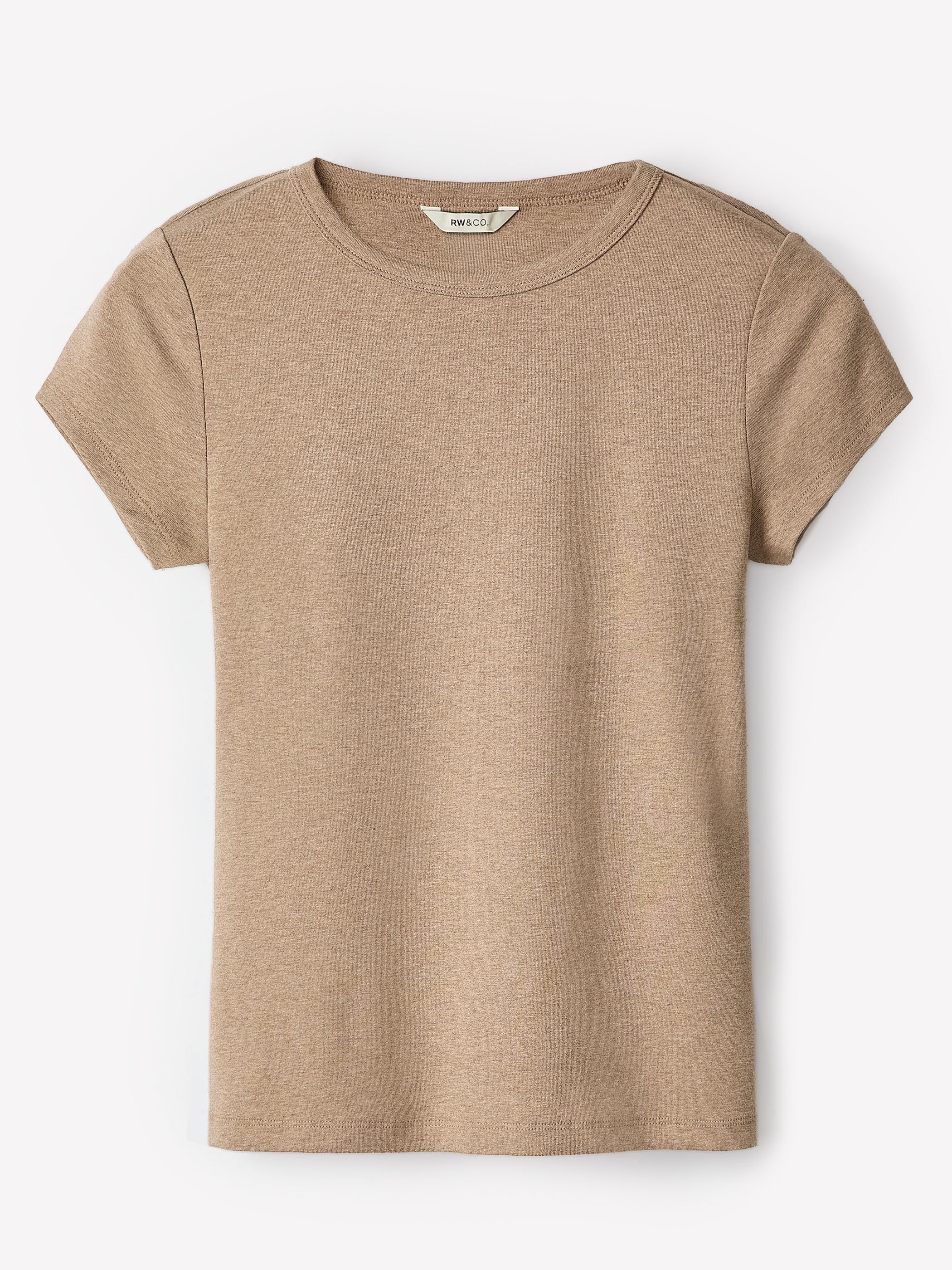 Short-Sleeve Crew-Neck Ribbed Tee rw&co On Sale