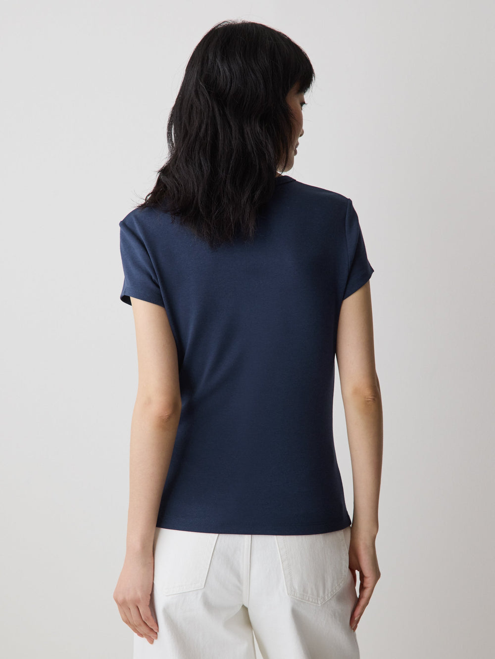 Short-Sleeve Crew-Neck Ribbed Tee rw&co On Sale