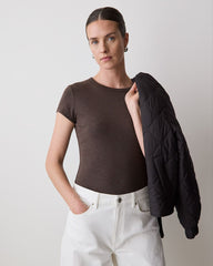 Short-Sleeve Crew-Neck Ribbed Tee rw&co On Sale