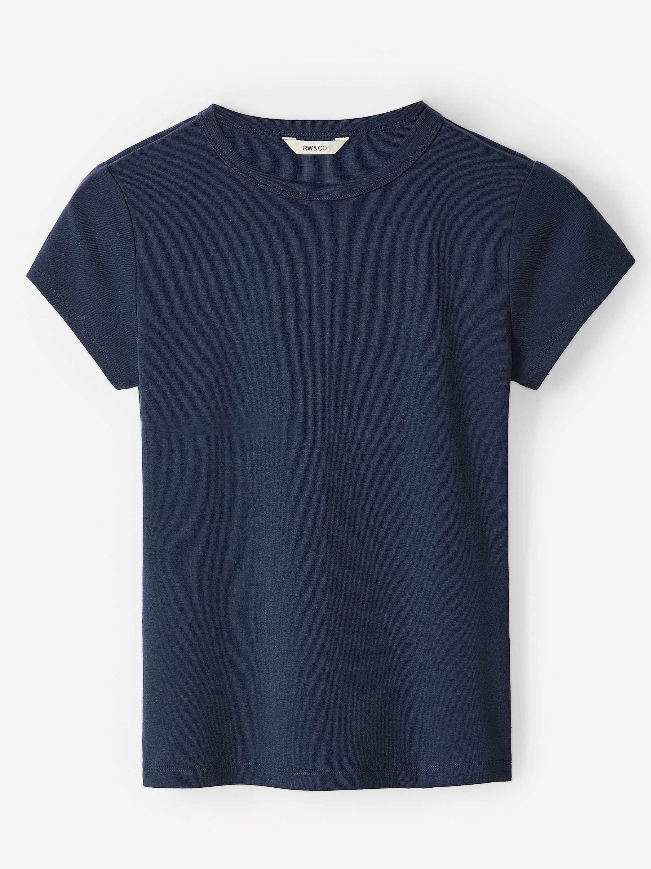 Short-Sleeve Crew-Neck Ribbed Tee rw&co On Sale