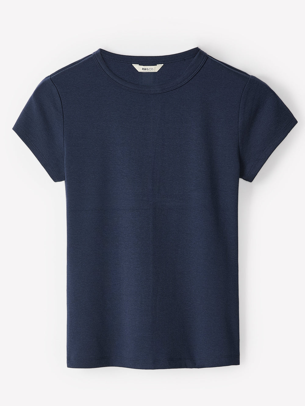 Short-Sleeve Crew-Neck Ribbed Tee rw&co On Sale