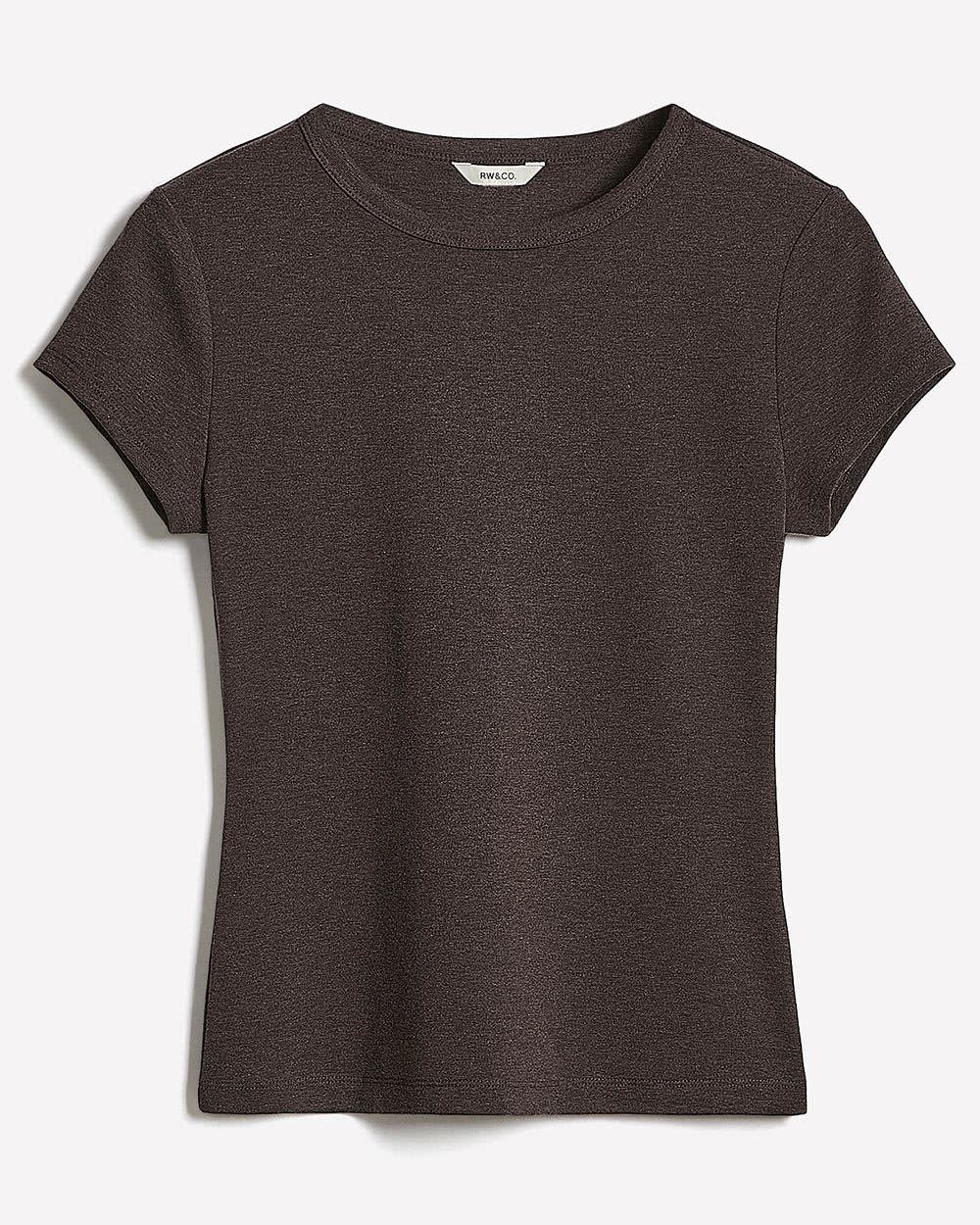 Short-Sleeve Crew-Neck Ribbed Tee rw&co On Sale