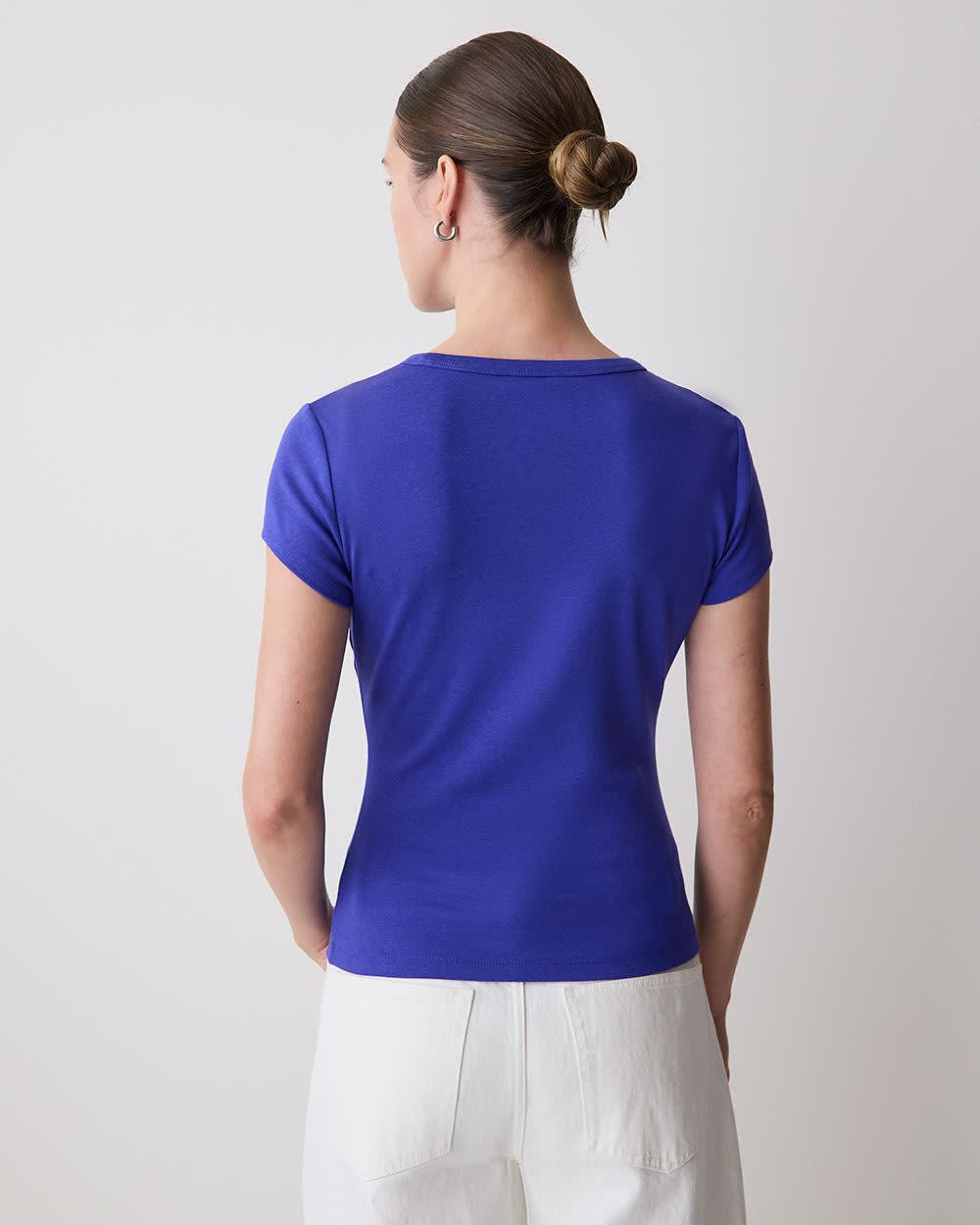 Short-Sleeve Crew-Neck Ribbed Tee rw&co On Sale