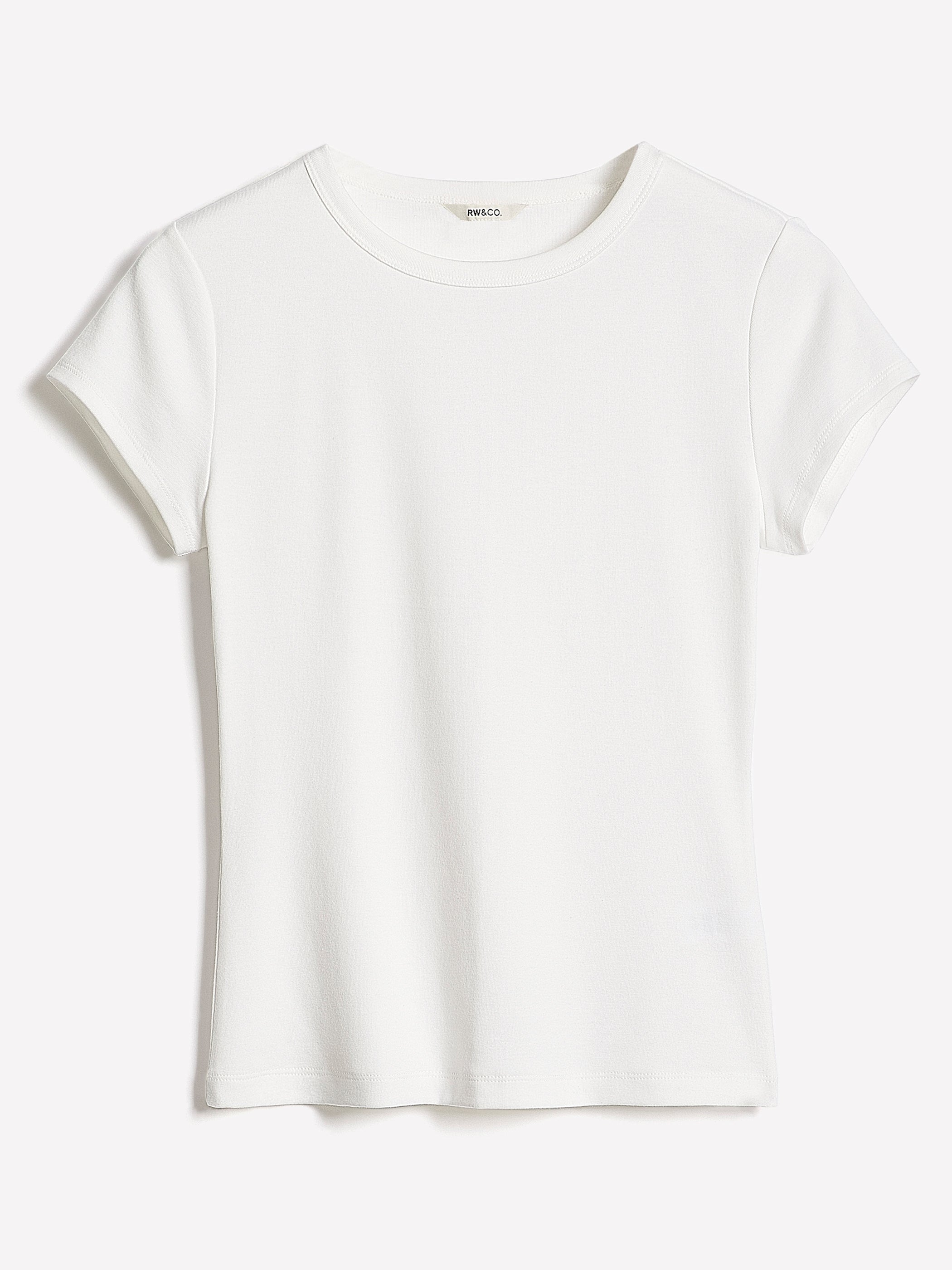 Short-Sleeve Crew-Neck Ribbed Basic Tee rw&co Special Promo Price