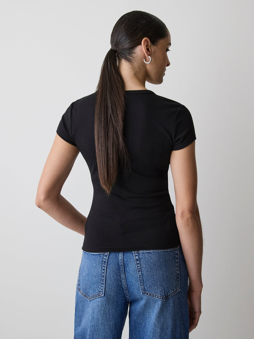 Short-Sleeve Crew-Neck Ribbed Basic Tee rw&co Special Promo Price