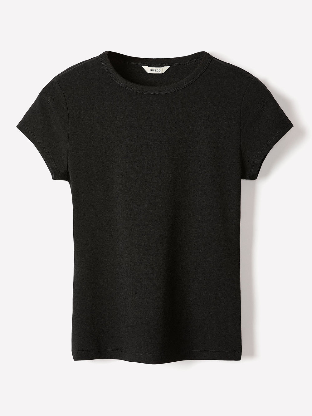Short-Sleeve Crew-Neck Ribbed Basic Tee rw&co Special Promo Price