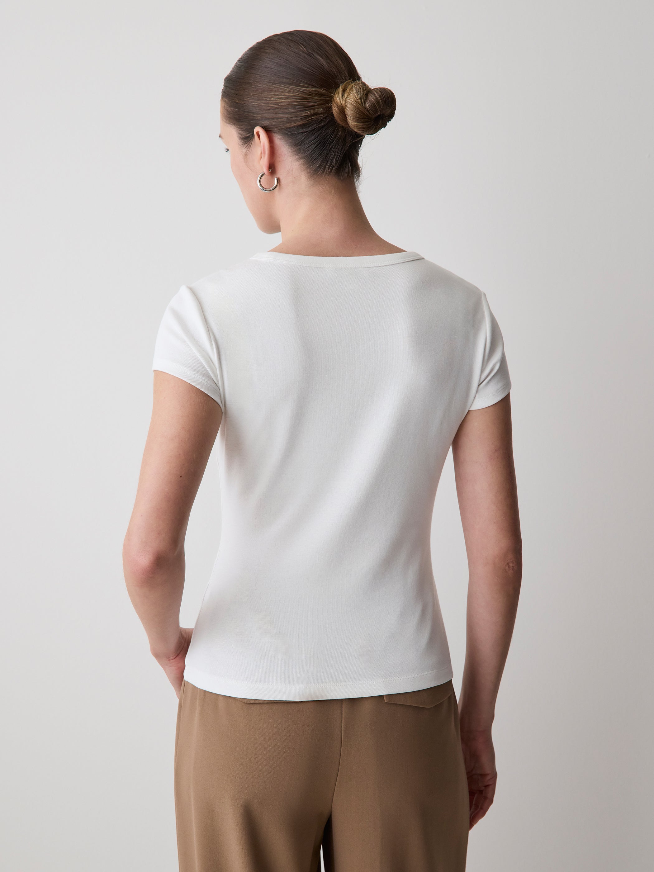 Short-Sleeve Crew-Neck Ribbed Basic Tee rw&co Special Promo Price