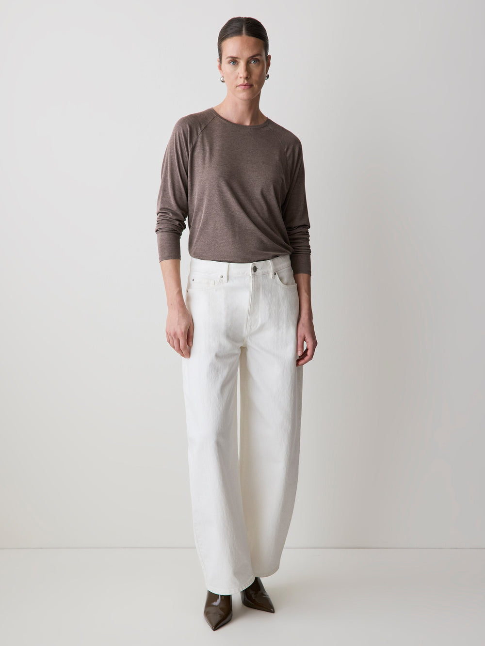 Long-Sleeve Crew-Neck Loose Tee rw&co Exclusive Sale Price
