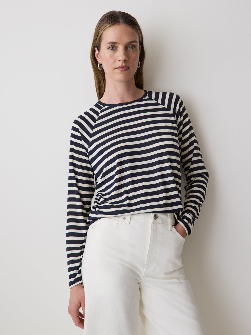 Long-Sleeve Crew-Neck Loose Tee rw&co Exclusive Sale Price