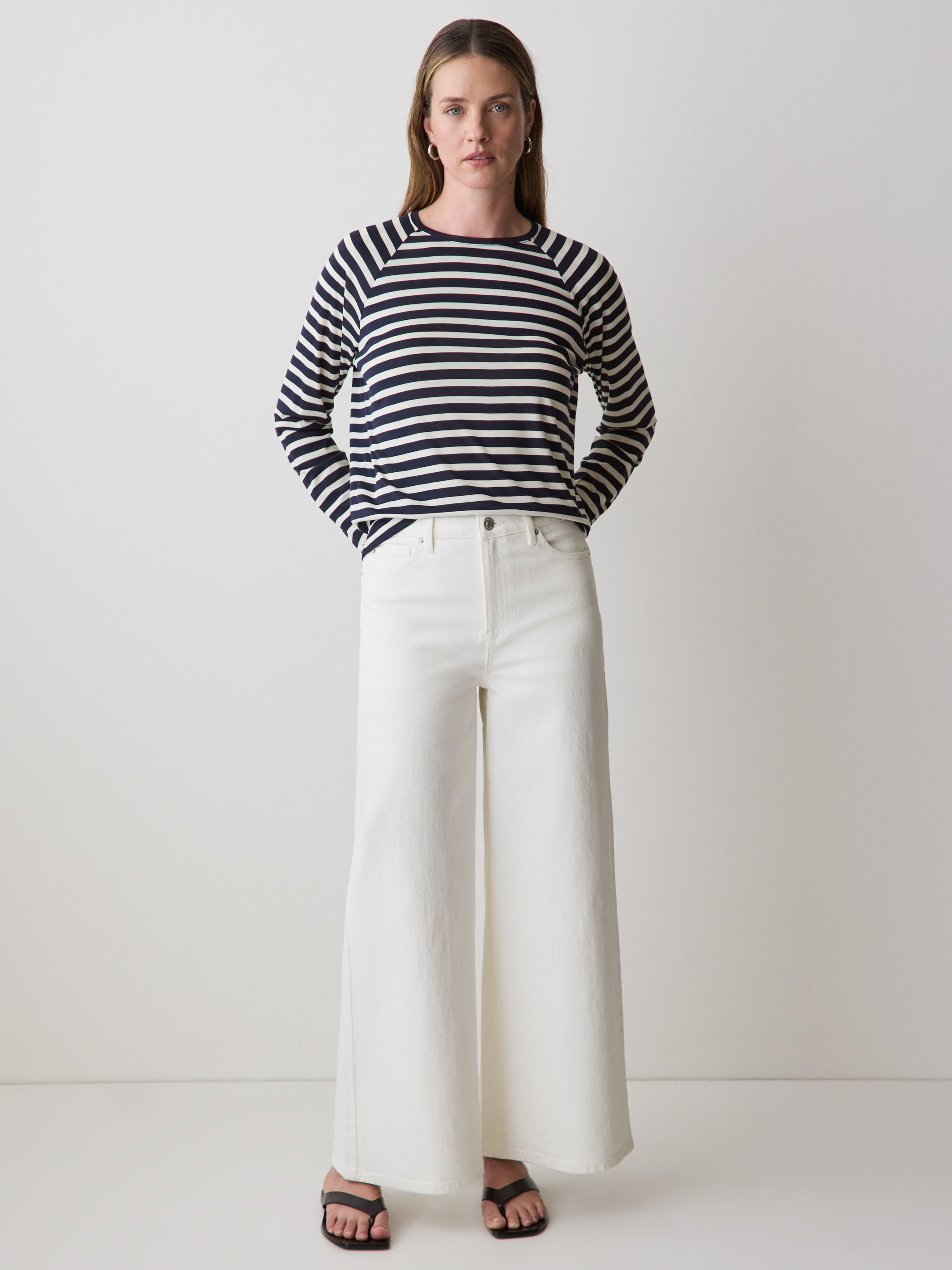 Long-Sleeve Crew-Neck Loose Tee rw&co Exclusive Sale Price