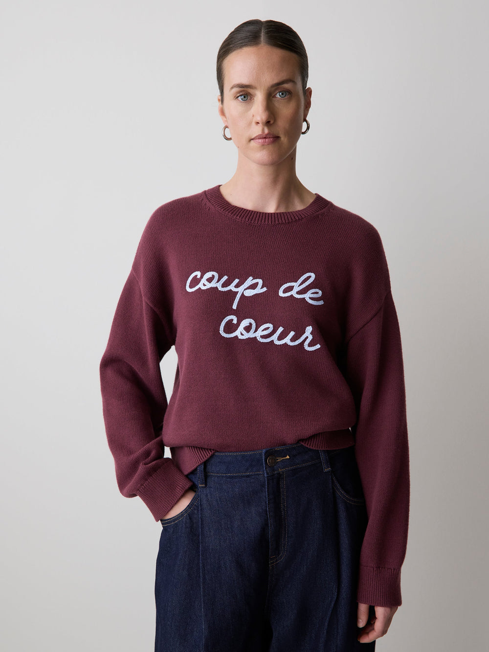 Long-Sleeve Crew-Neck Pullover with Embroidery rw&co Special Promo Price