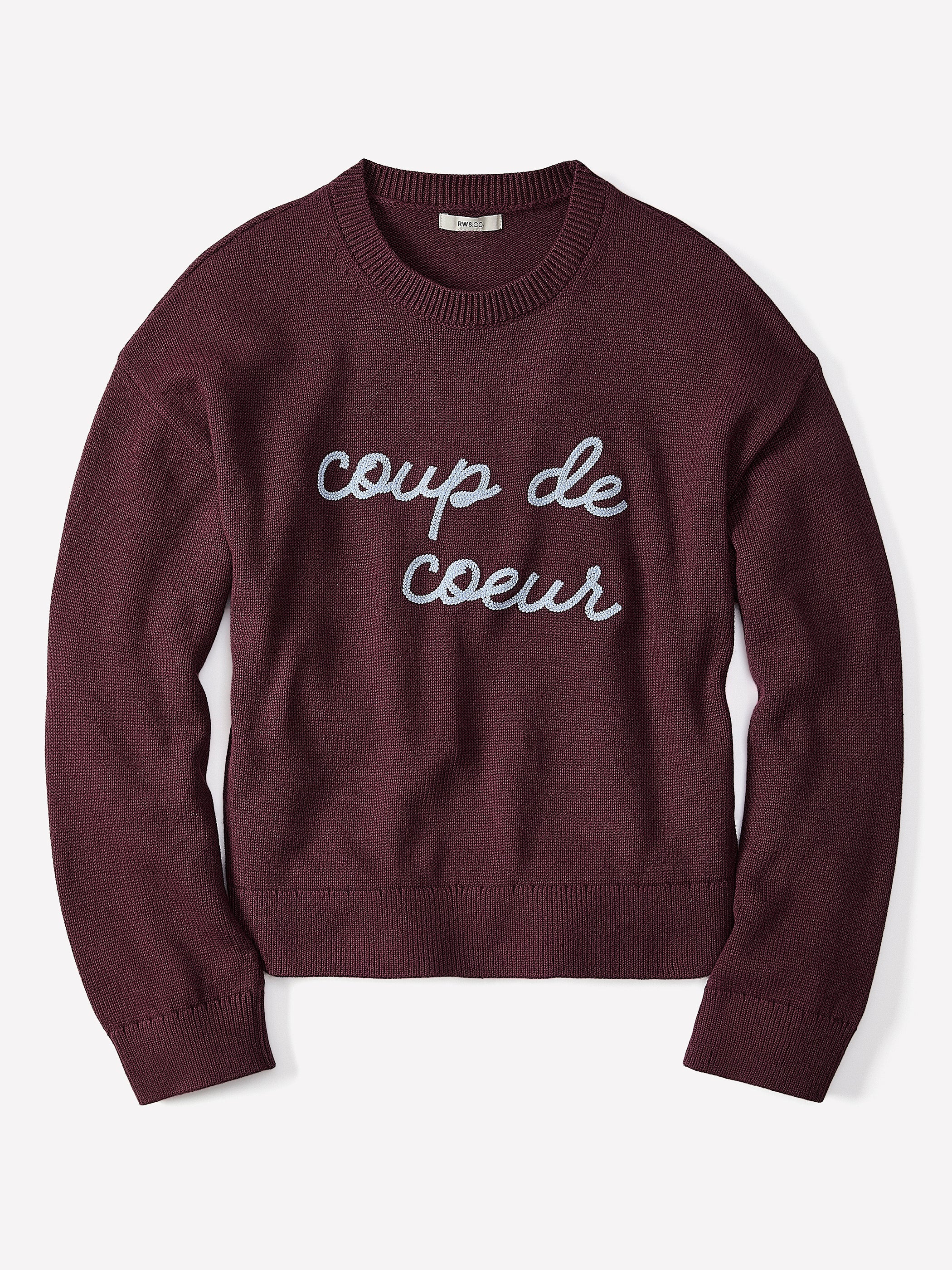 Long-Sleeve Crew-Neck Pullover with Embroidery rw&co Special Promo Price