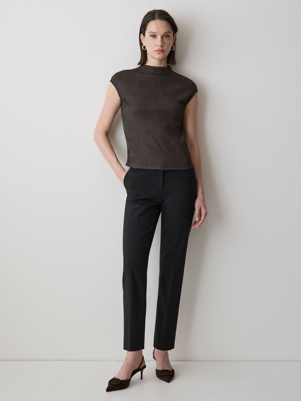 Limitless Straight-Leg Mid-Rise Black Ankle Pant rw&co Great Value Deal