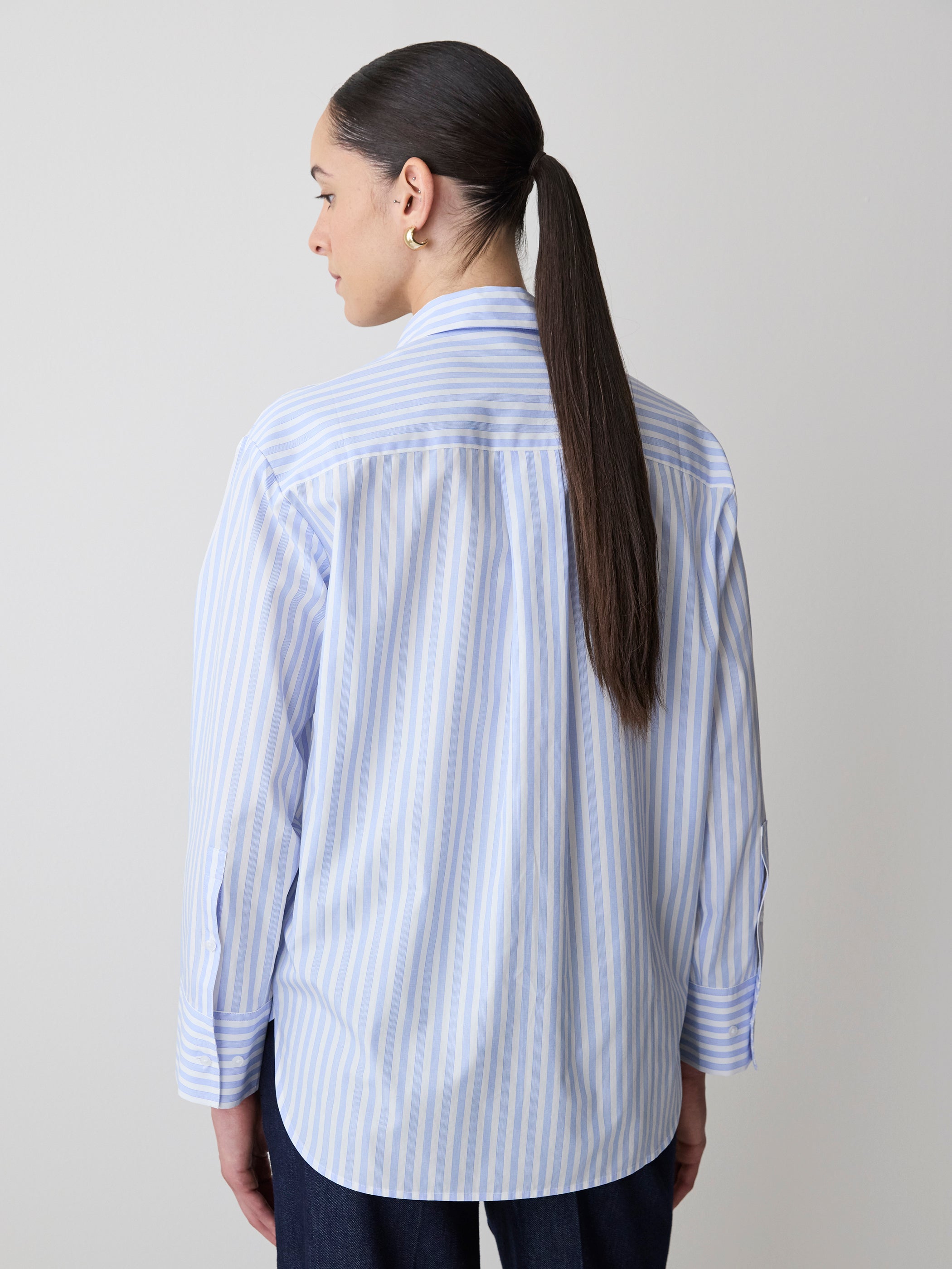 Striped Long-Sleeve Poplin Shirt rw&co Great Value Deal