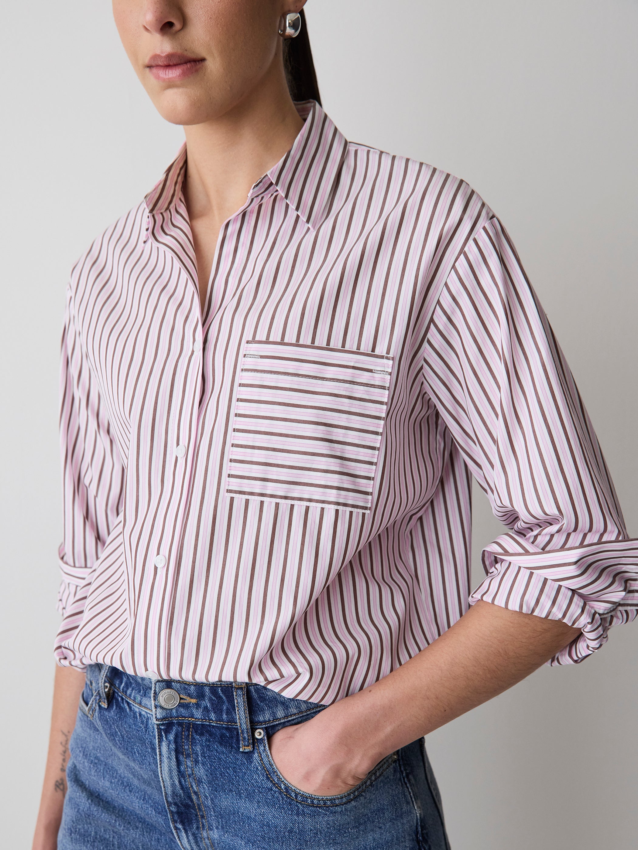 Striped Long-Sleeve Poplin Shirt rw&co Great Value Deal