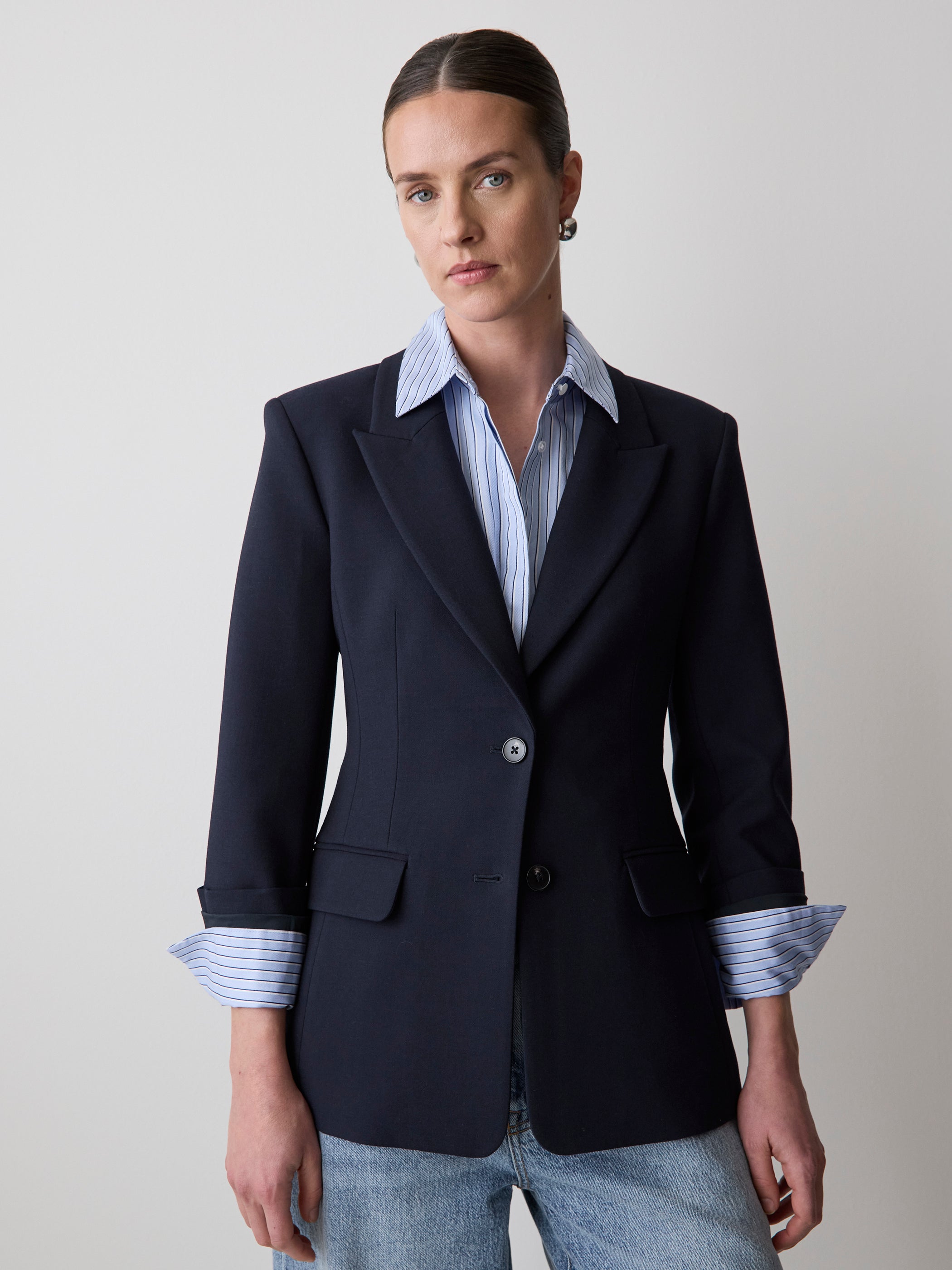 Navy Hourglass Blazer rw&co Exclusive Sale Price