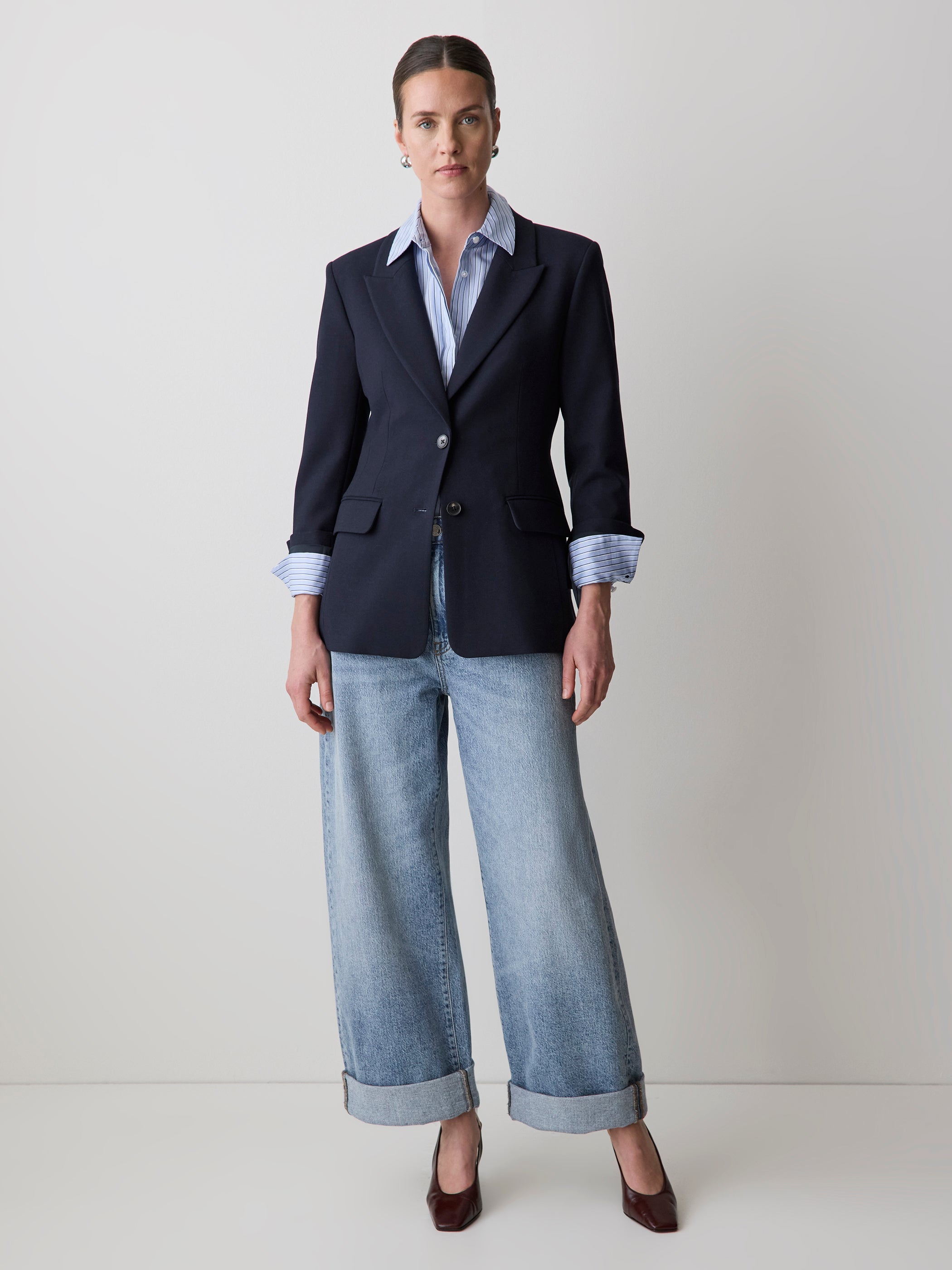 Navy Hourglass Blazer rw&co Exclusive Sale Price