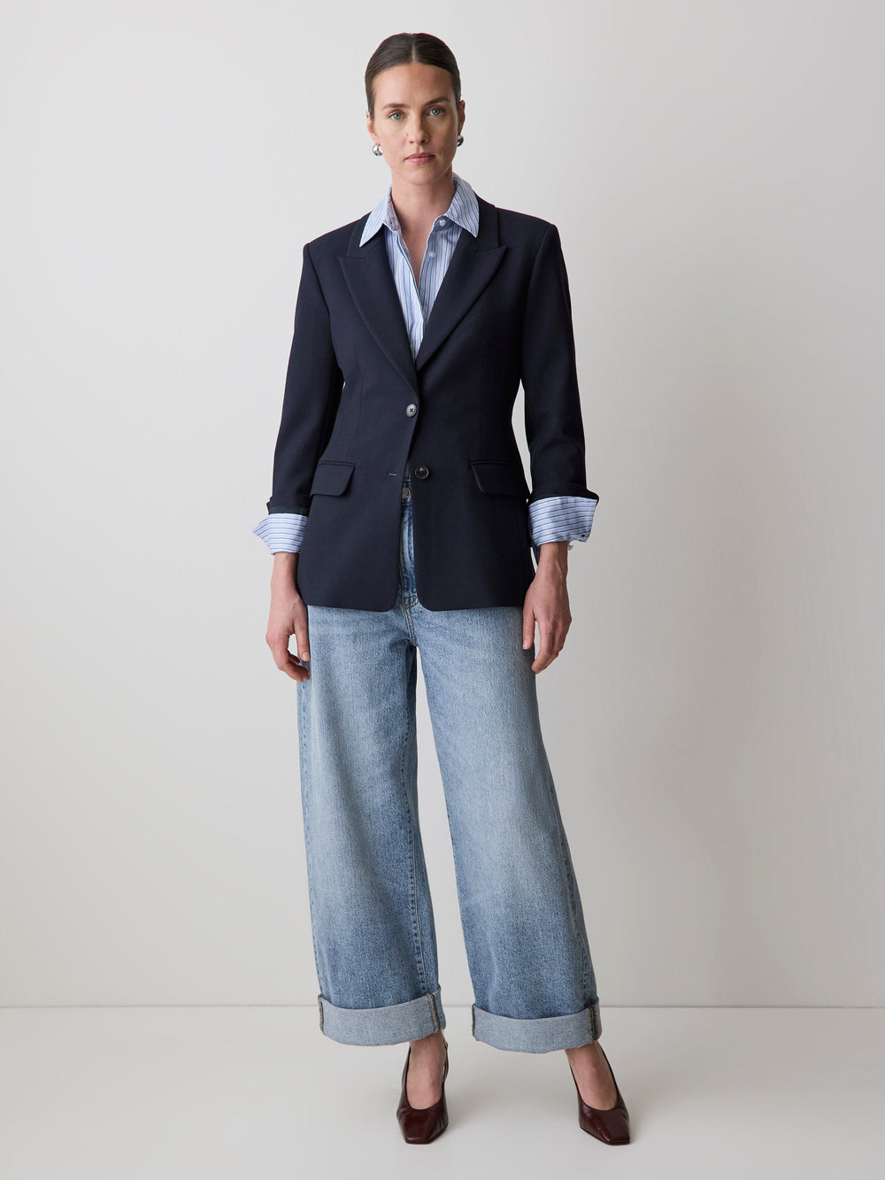 Navy Hourglass Blazer rw&co Exclusive Sale Price