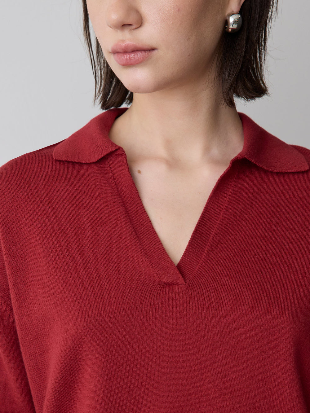 Wool-Blend Long-Sleeve Polo Sweater rw&co Special Promo Price