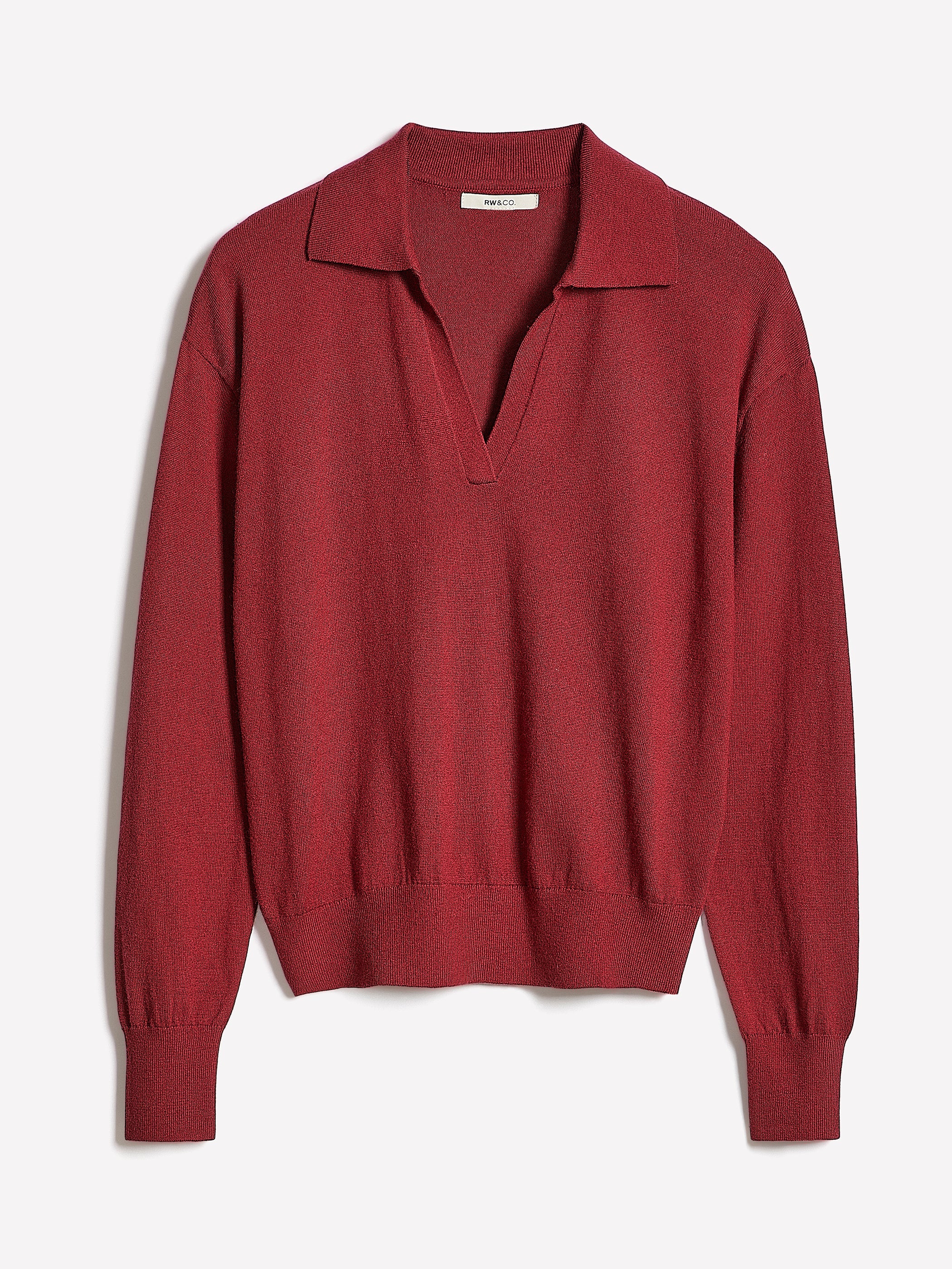 Wool-Blend Long-Sleeve Polo Sweater rw&co Special Promo Price