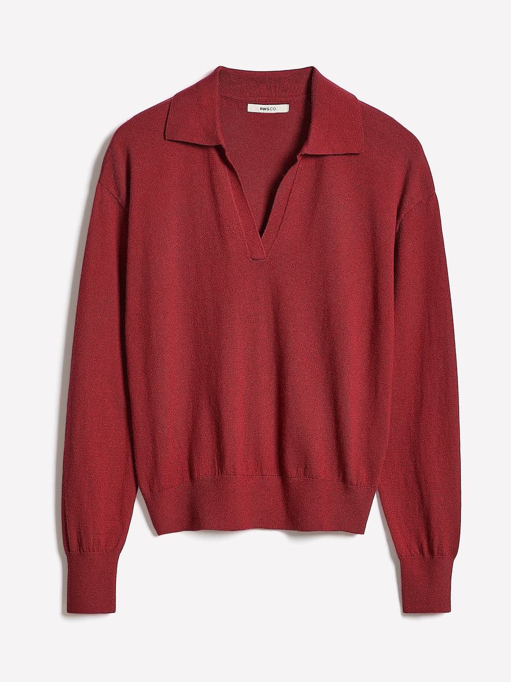 Wool-Blend Long-Sleeve Polo Sweater rw&co Special Promo Price
