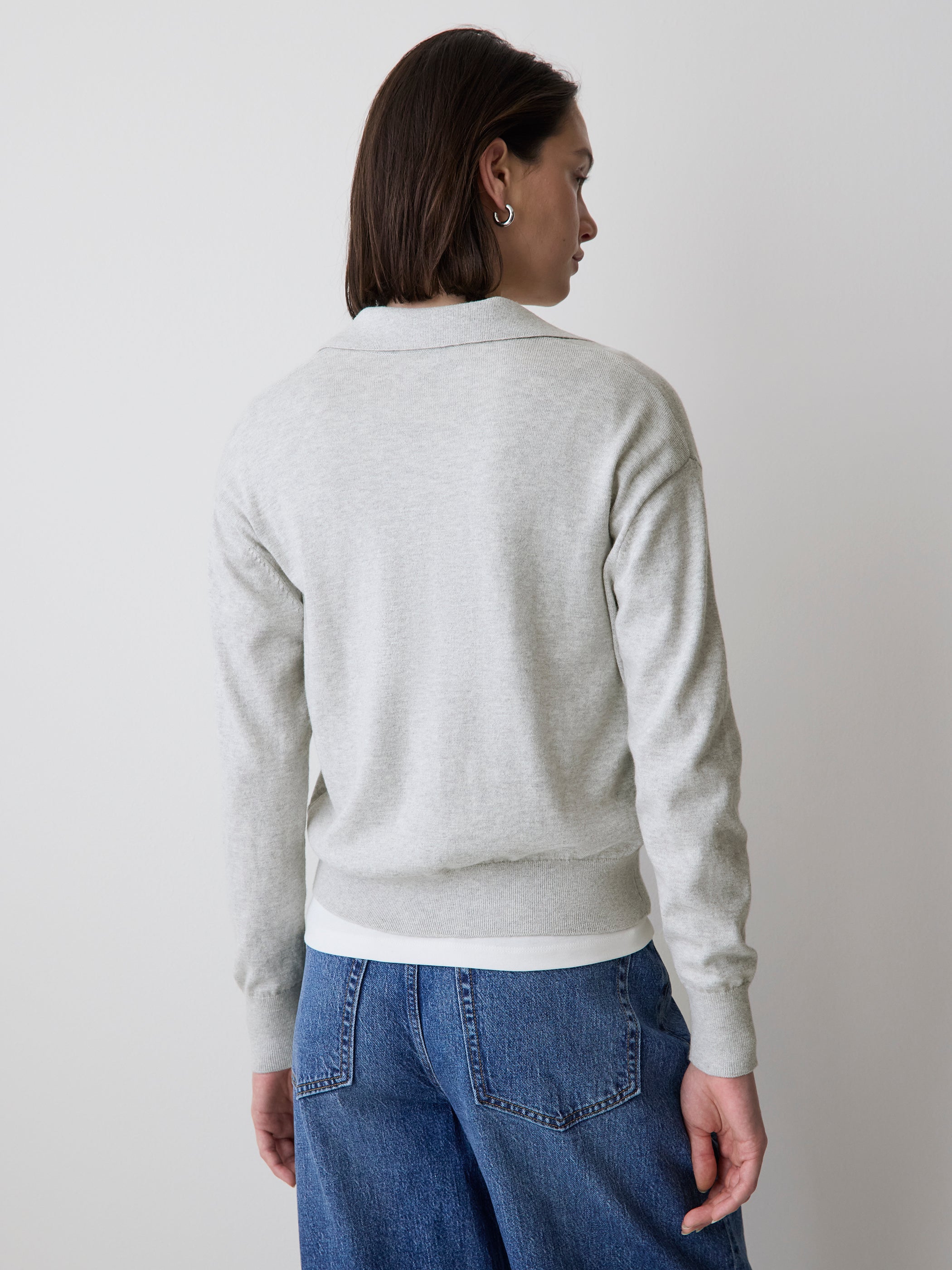 Wool-Blend Long-Sleeve Polo Sweater rw&co Special Promo Price