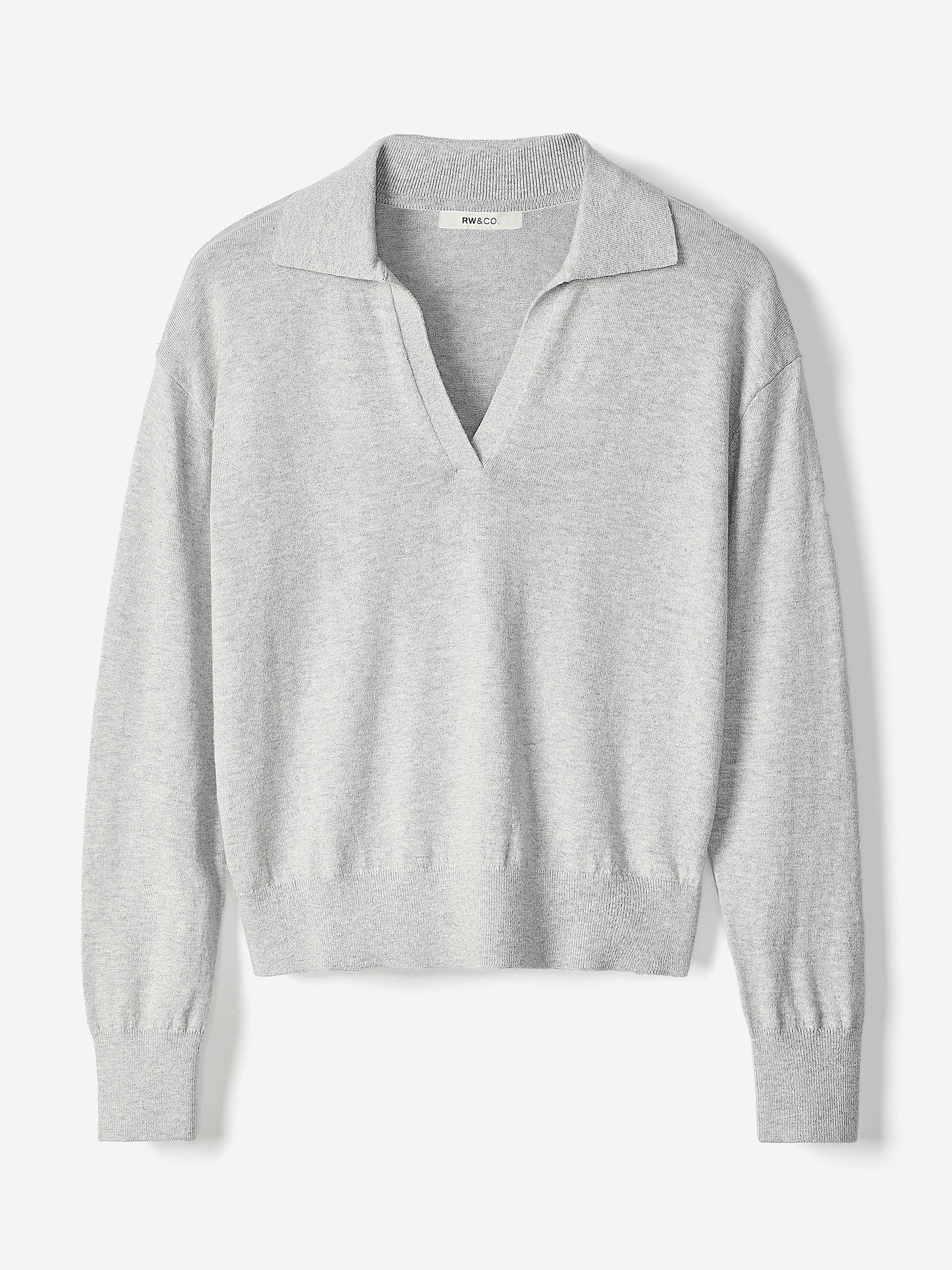 Wool-Blend Long-Sleeve Polo Sweater rw&co Special Promo Price