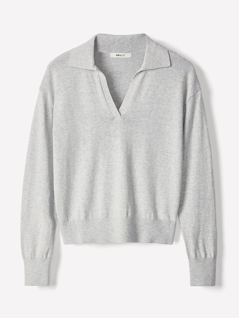 Wool-Blend Long-Sleeve Polo Sweater rw&co Special Promo Price