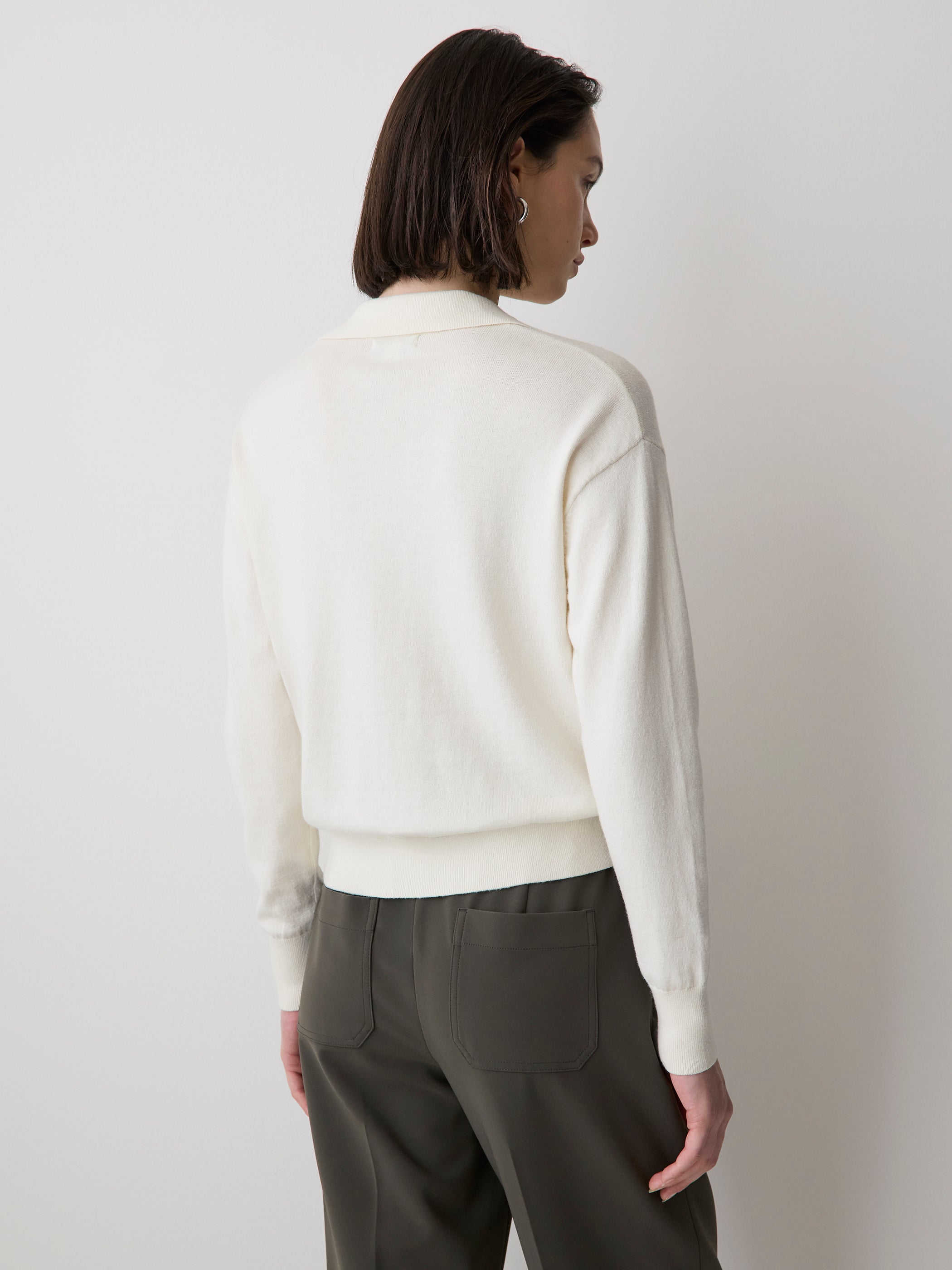 Wool-Blend Long-Sleeve Polo Sweater rw&co Special Promo Price