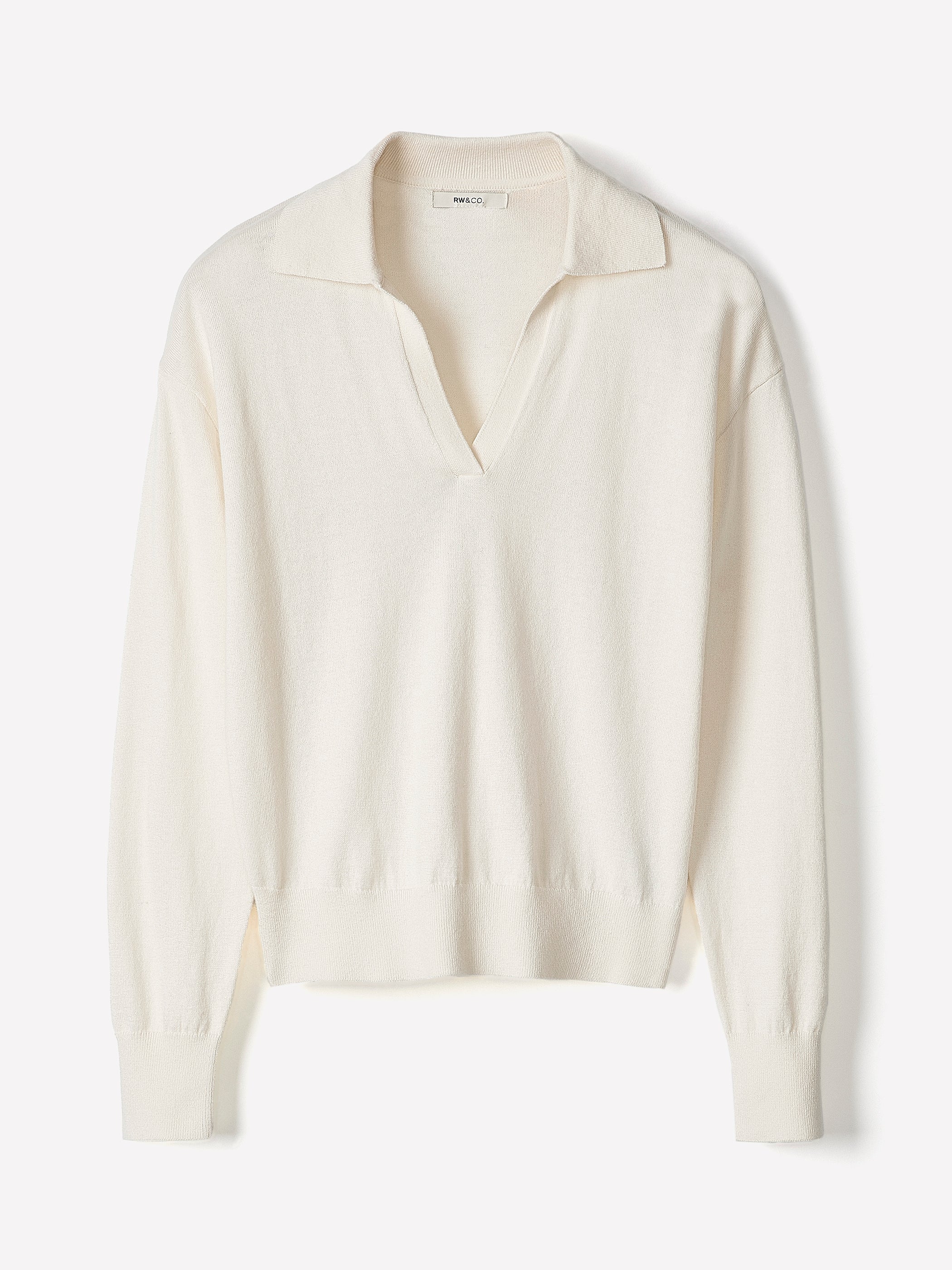 Wool-Blend Long-Sleeve Polo Sweater rw&co Special Promo Price