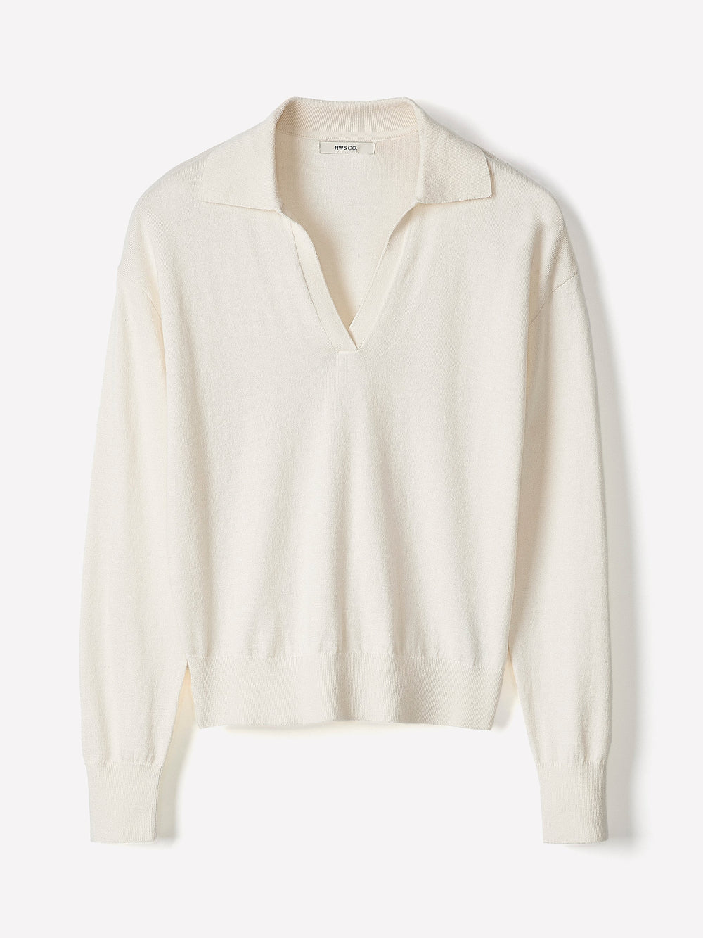 Wool-Blend Long-Sleeve Polo Sweater rw&co Special Promo Price