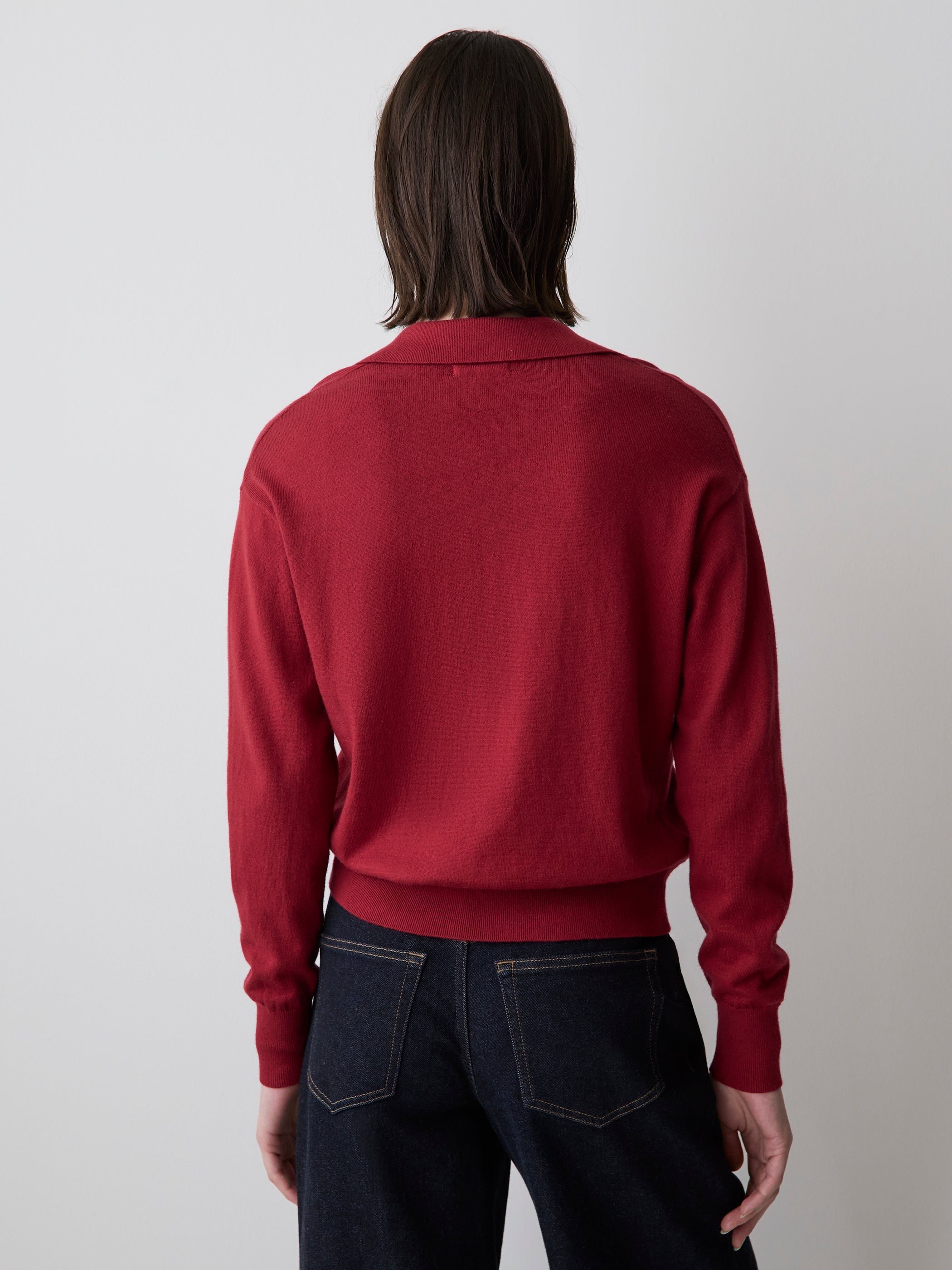 Wool-Blend Long-Sleeve Polo Sweater rw&co Special Promo Price