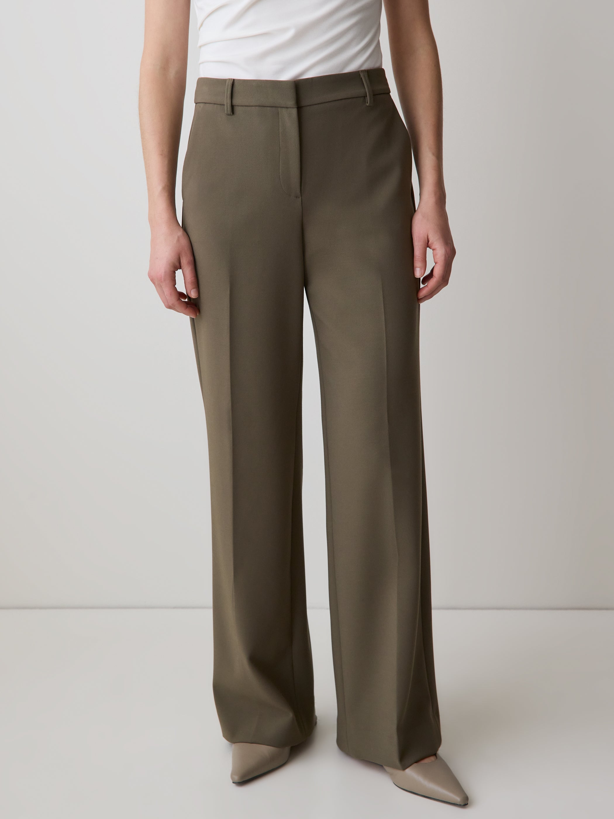 Mid-Rise Wide-Leg Heavy Twill Pant rw&co Limited Time Discount