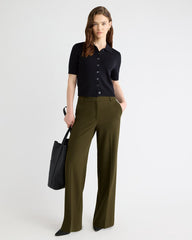 Mid-Rise Wide-Leg Heavy Twill Pant rw&co Limited Time Discount