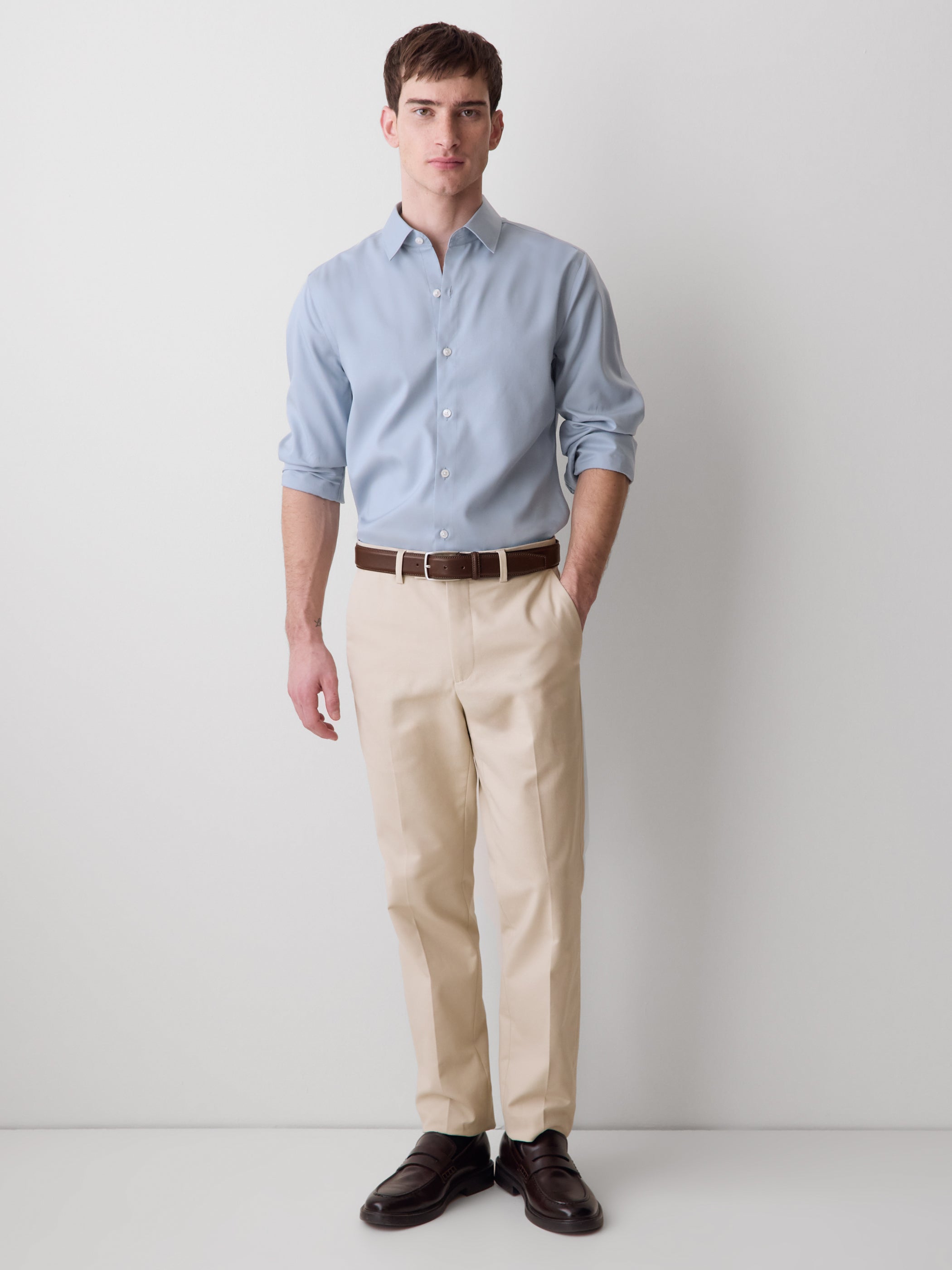 Slim Fit Solid Twill Dress Shirt rw&co Limited Time Discount