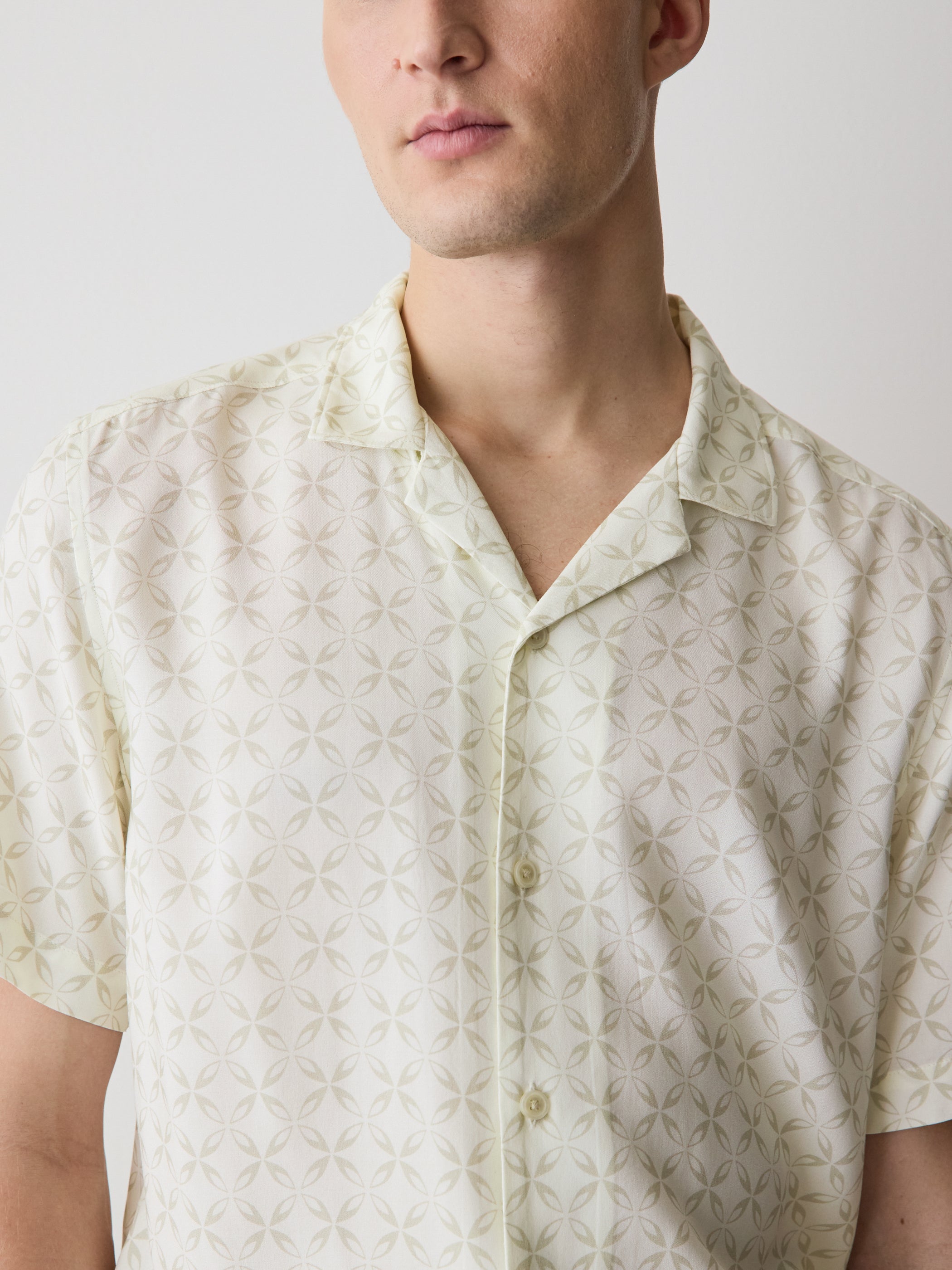 Short-Sleeve Camp-Collar Shirt with Geo Print rw&co Special Promo Price