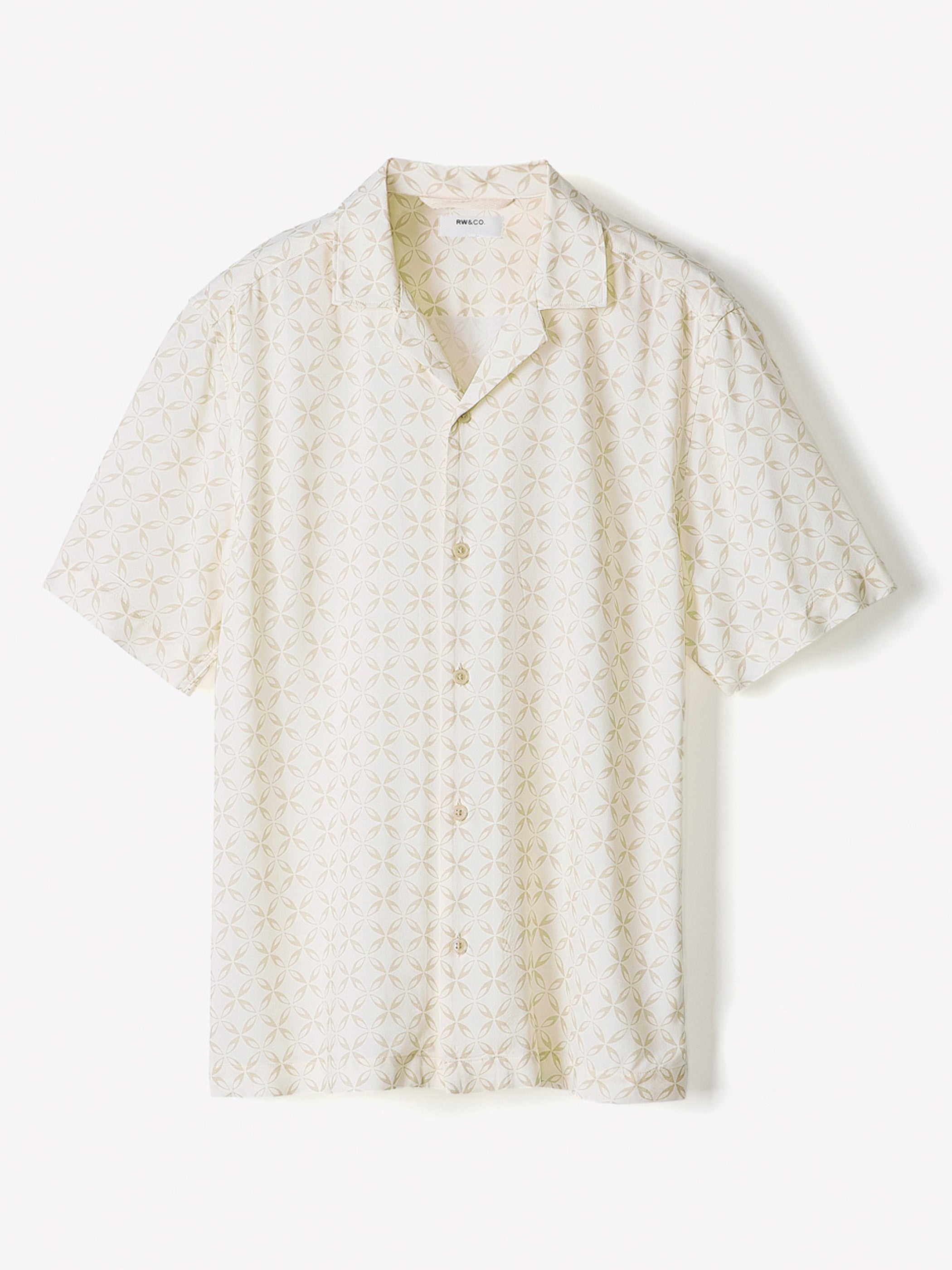 Short-Sleeve Camp-Collar Shirt with Geo Print rw&co Special Promo Price