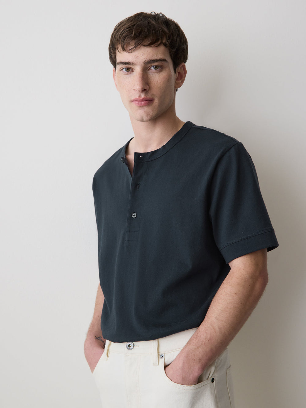 Short-Sleeve Henley T-Shirt rw&co On Sale