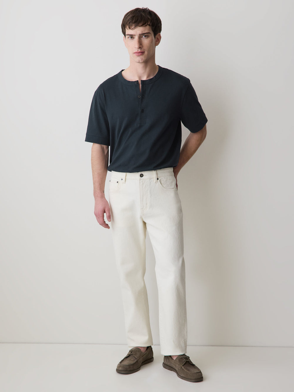 Short-Sleeve Henley T-Shirt rw&co On Sale