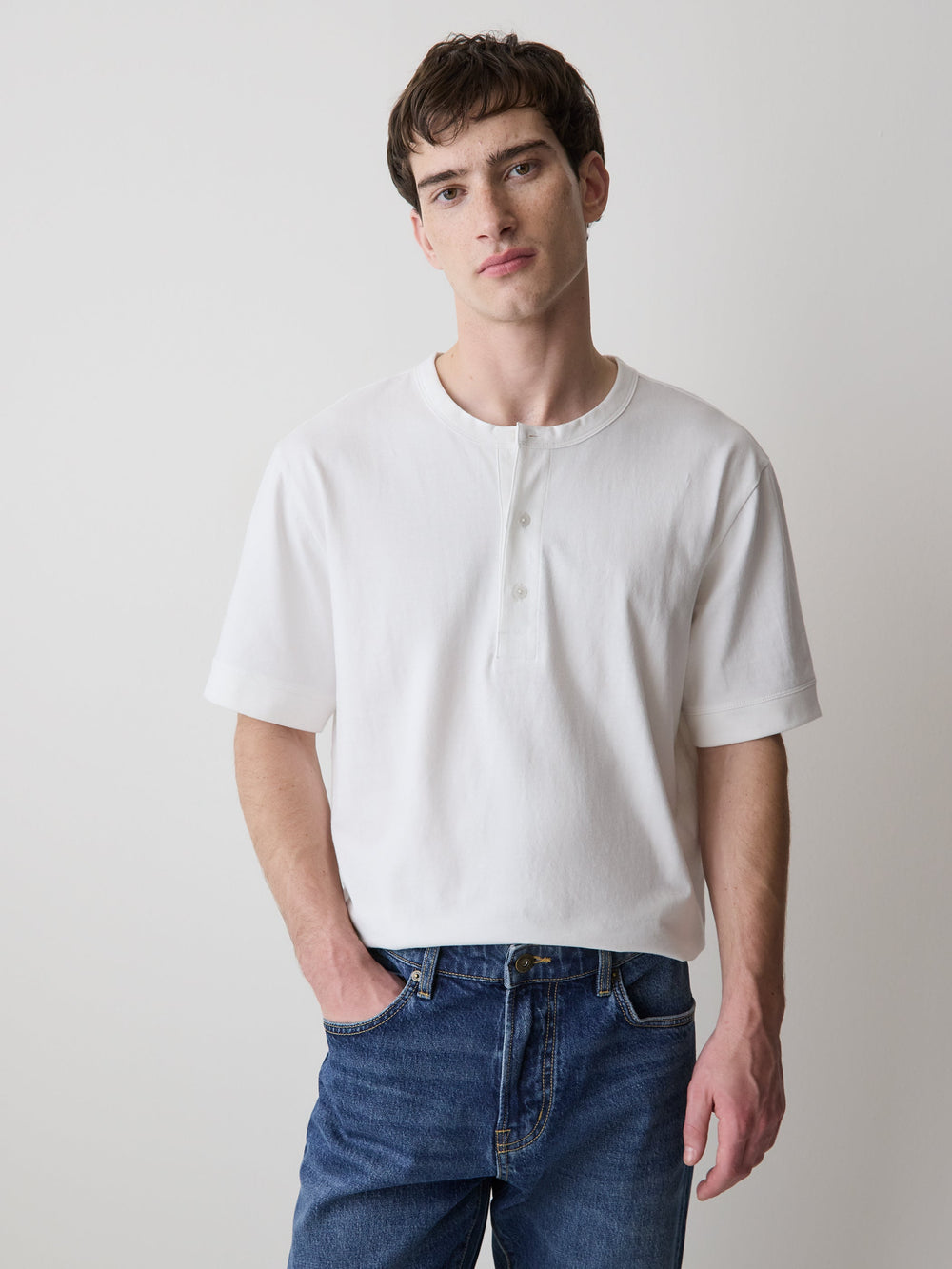 Short-Sleeve Henley T-Shirt rw&co On Sale