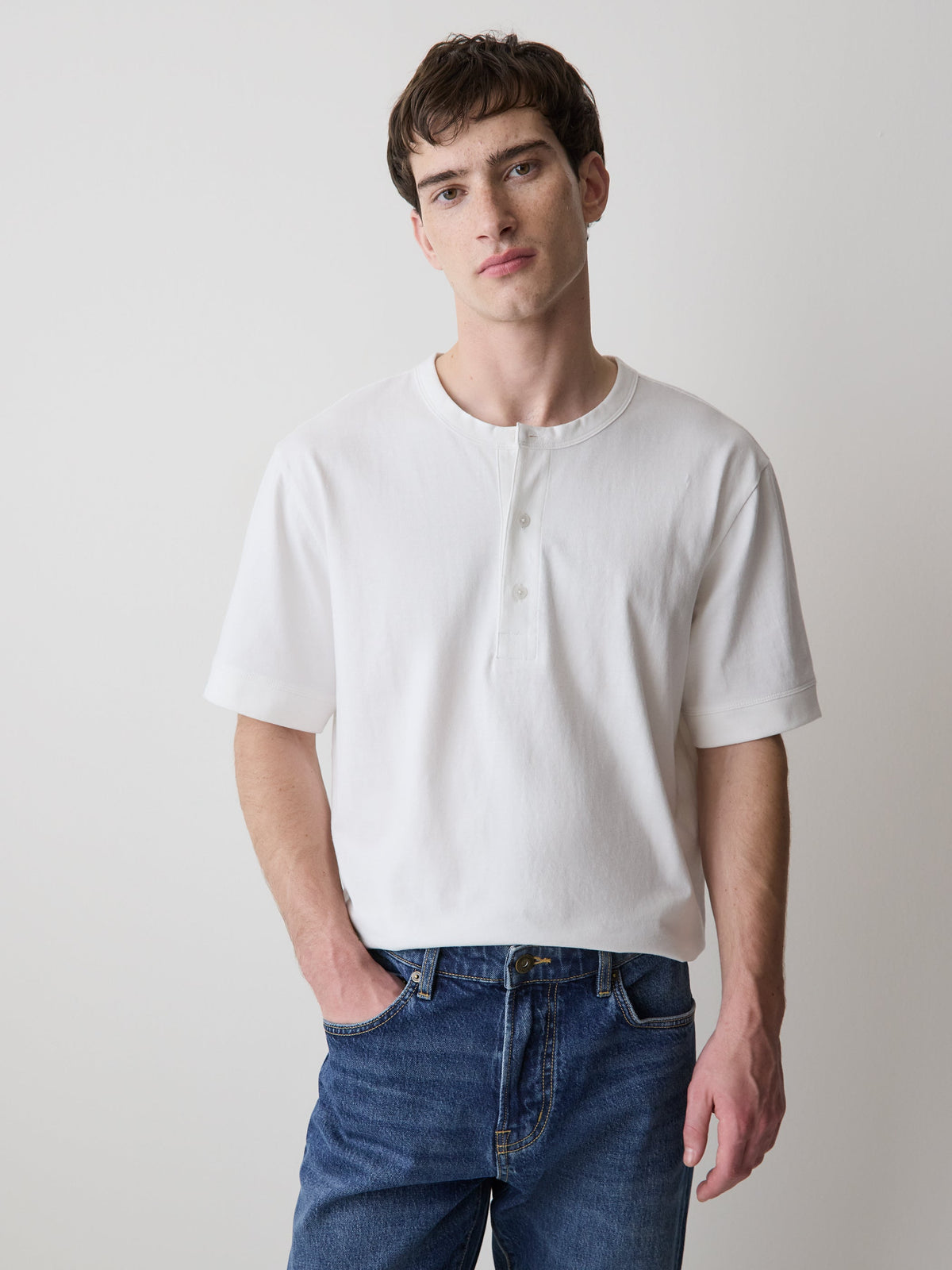 Short-Sleeve Henley T-Shirt rw&co On Sale