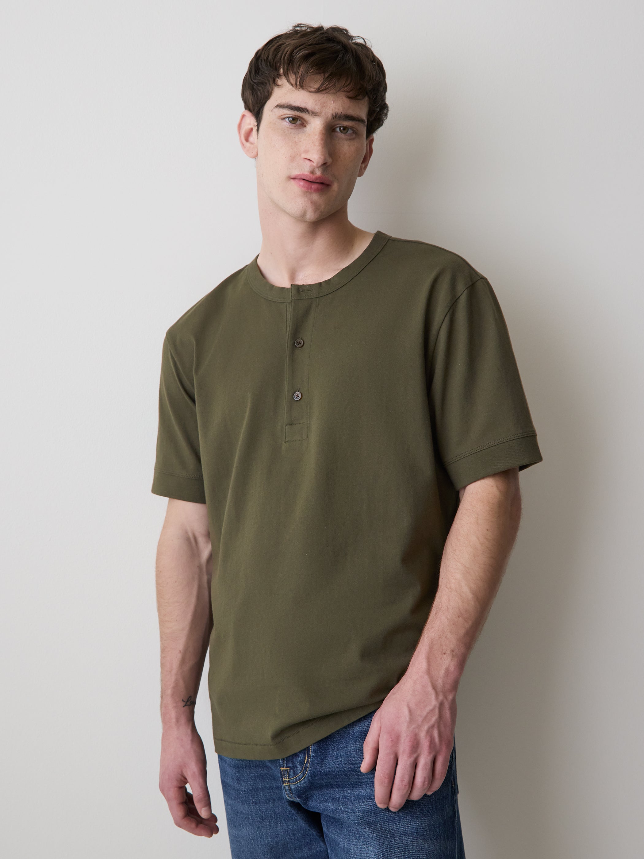 Short-Sleeve Henley T-Shirt rw&co On Sale