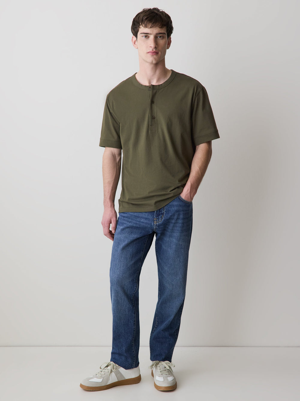 Short-Sleeve Henley T-Shirt rw&co On Sale