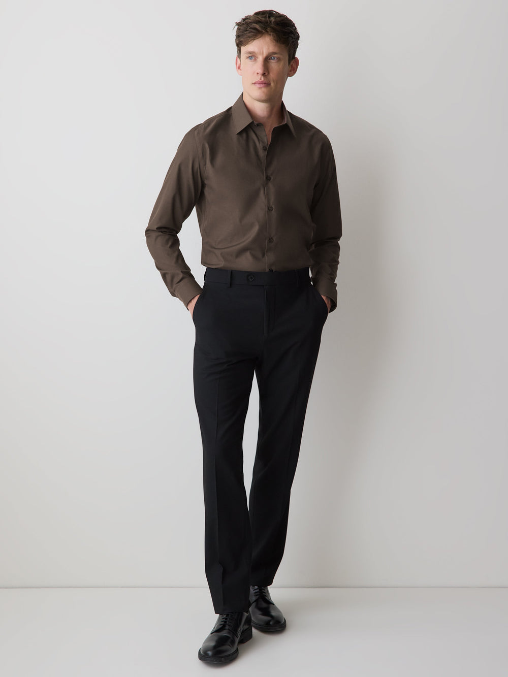 Tailored Fit Denim-Like Dress Shirt rw&co Special Promo Price