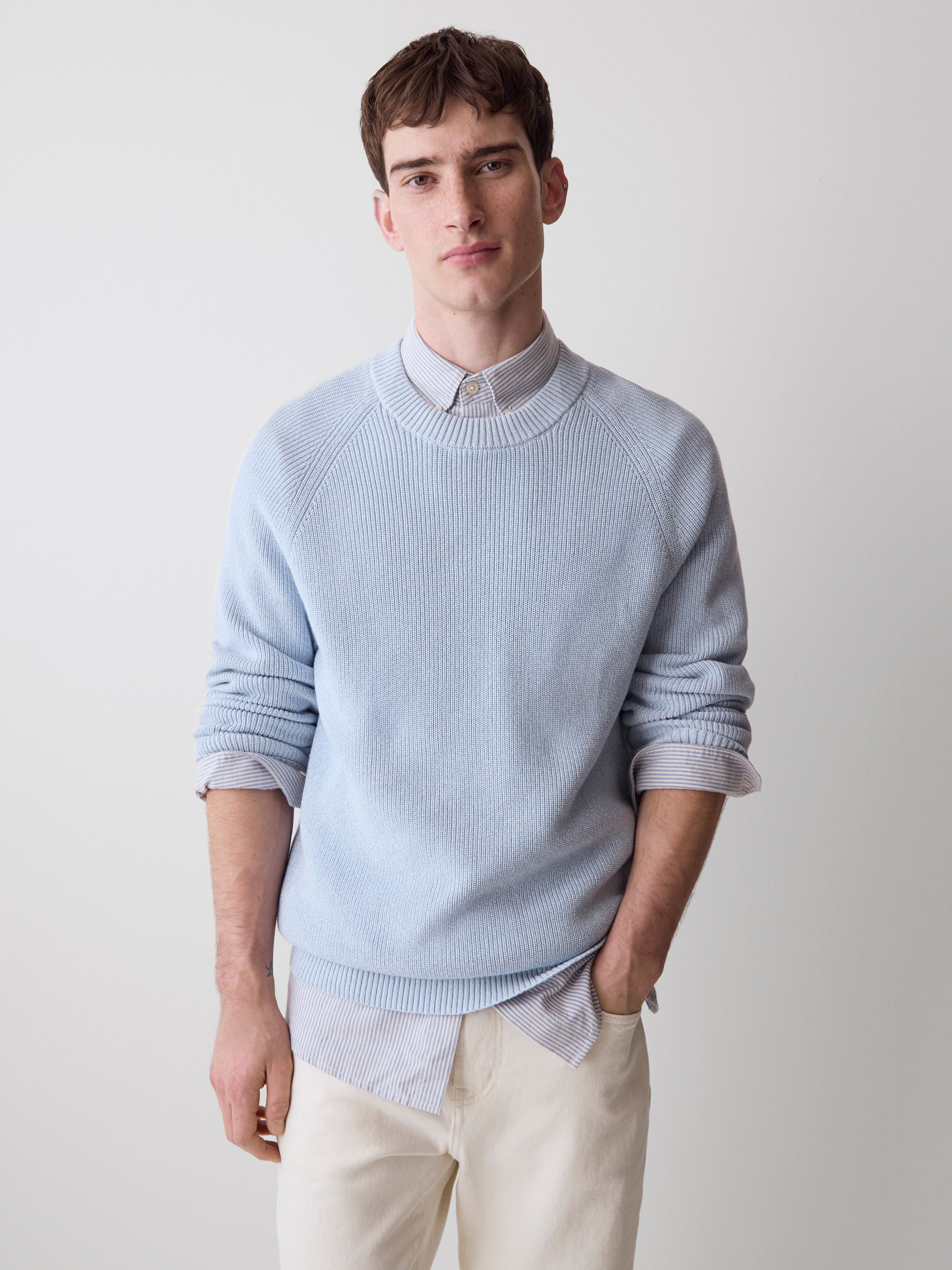 Long-Sleeve Sweater with Shaker Stitches rw&co Limited Time Discount