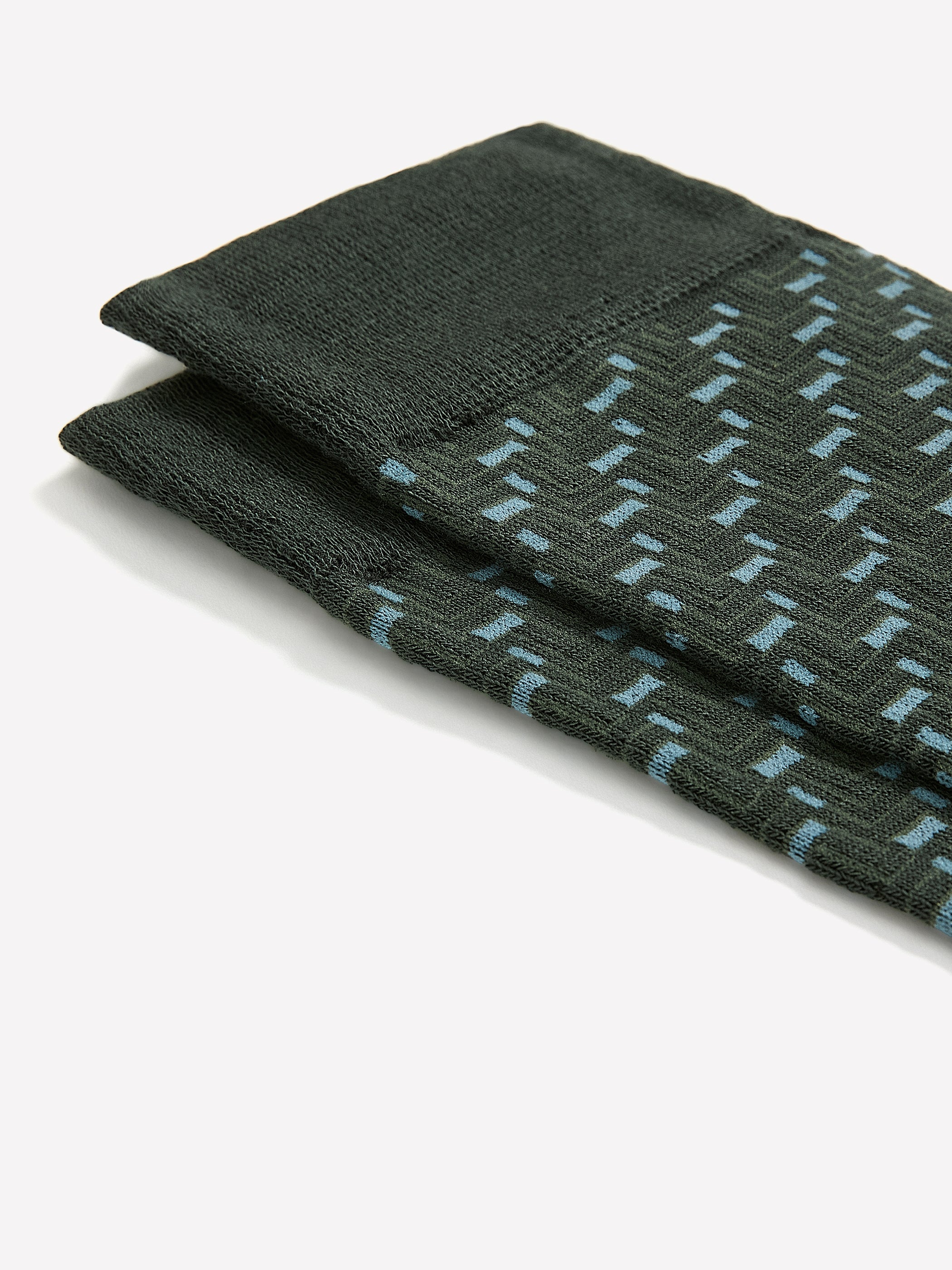 Green Dress Socks with Geo Pattern rw&co On Sale