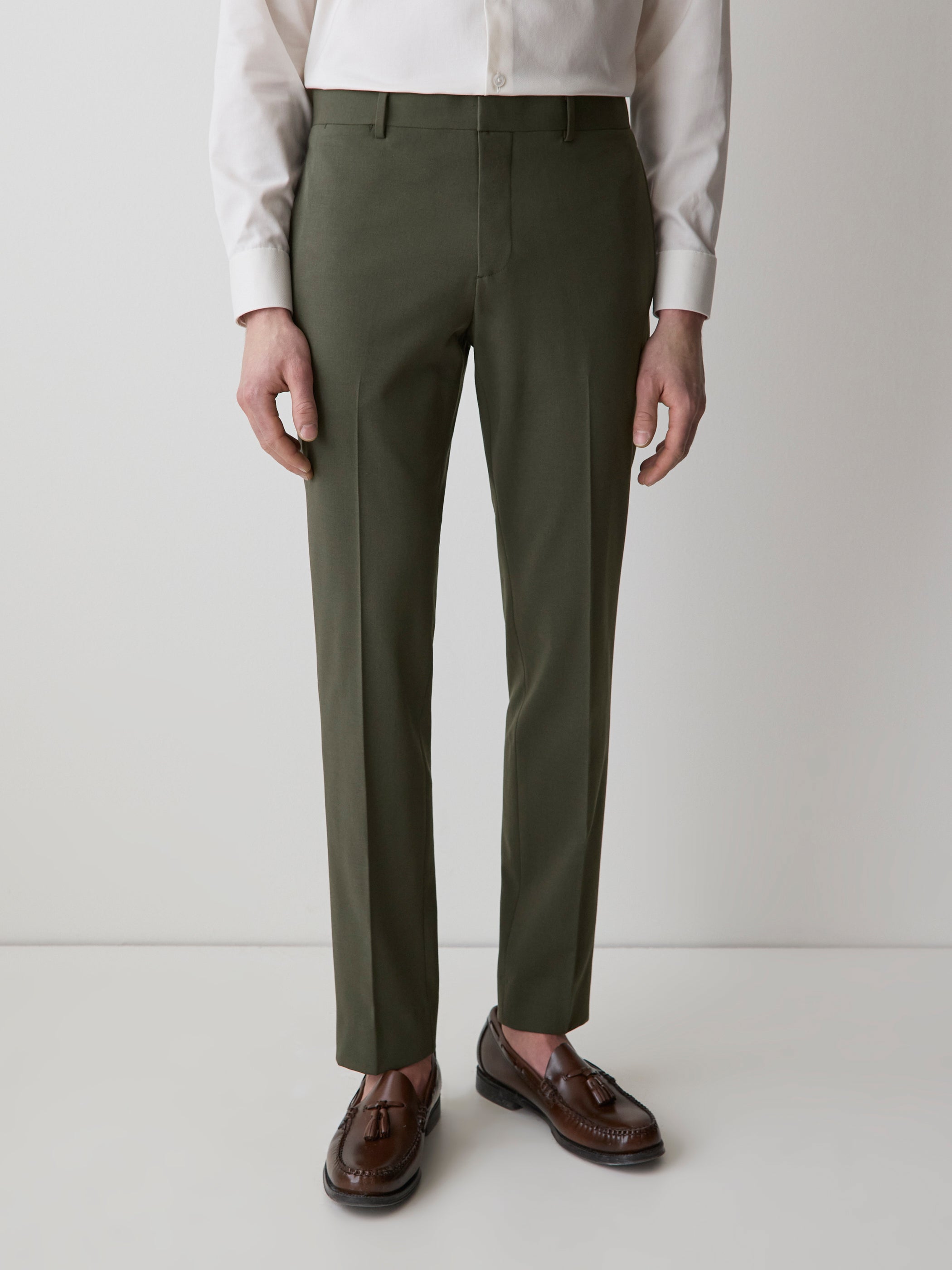 Slim Fit Dark Green Suit Pant rw&co On Sale